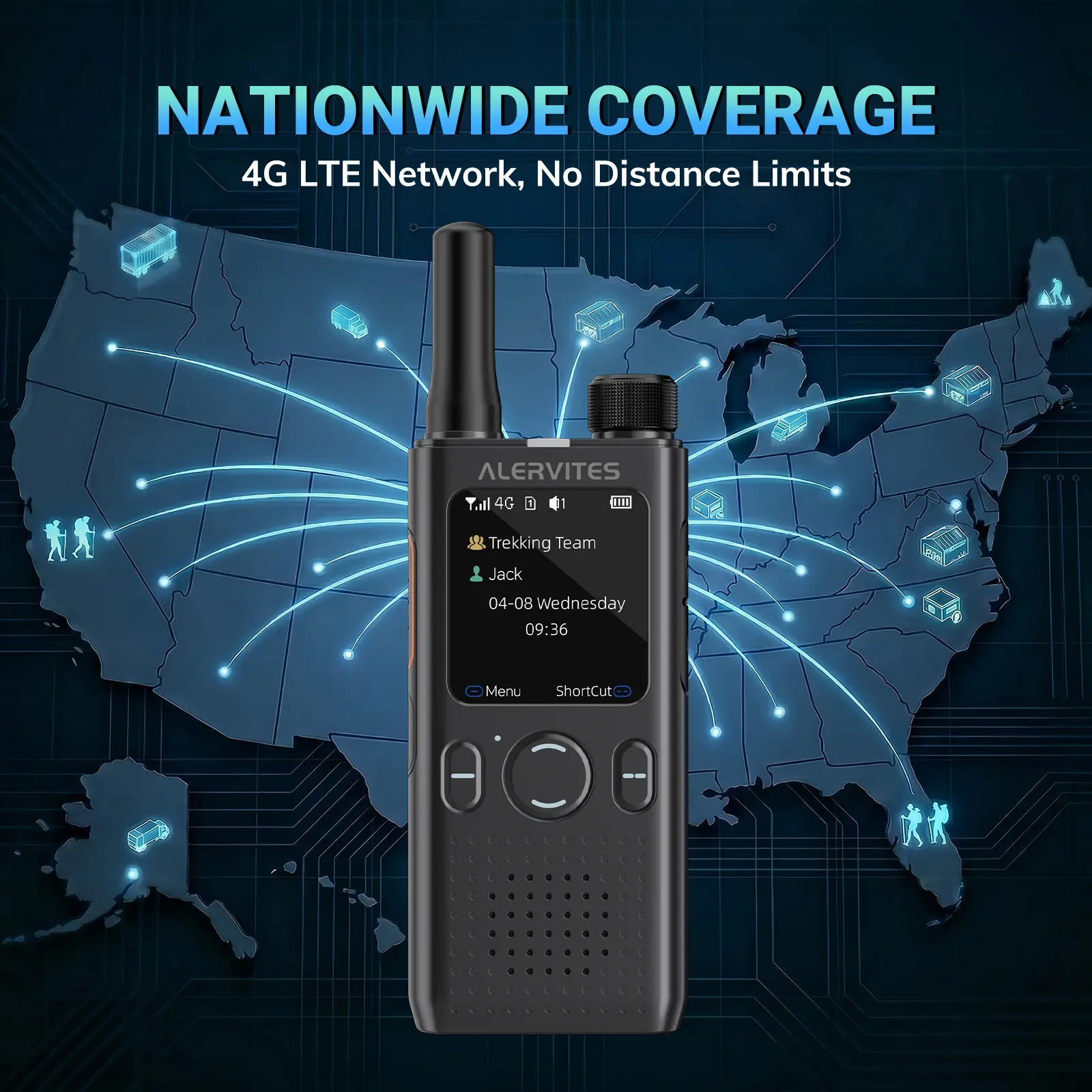 Alervites PoC-AT1 PoC Radio | Lifetime Free | Nationwide Walkie Talkie | Unlimited Range | App Control | Self-Grouping | Group Call | Private Call | Handheld Network Radio - Image 4