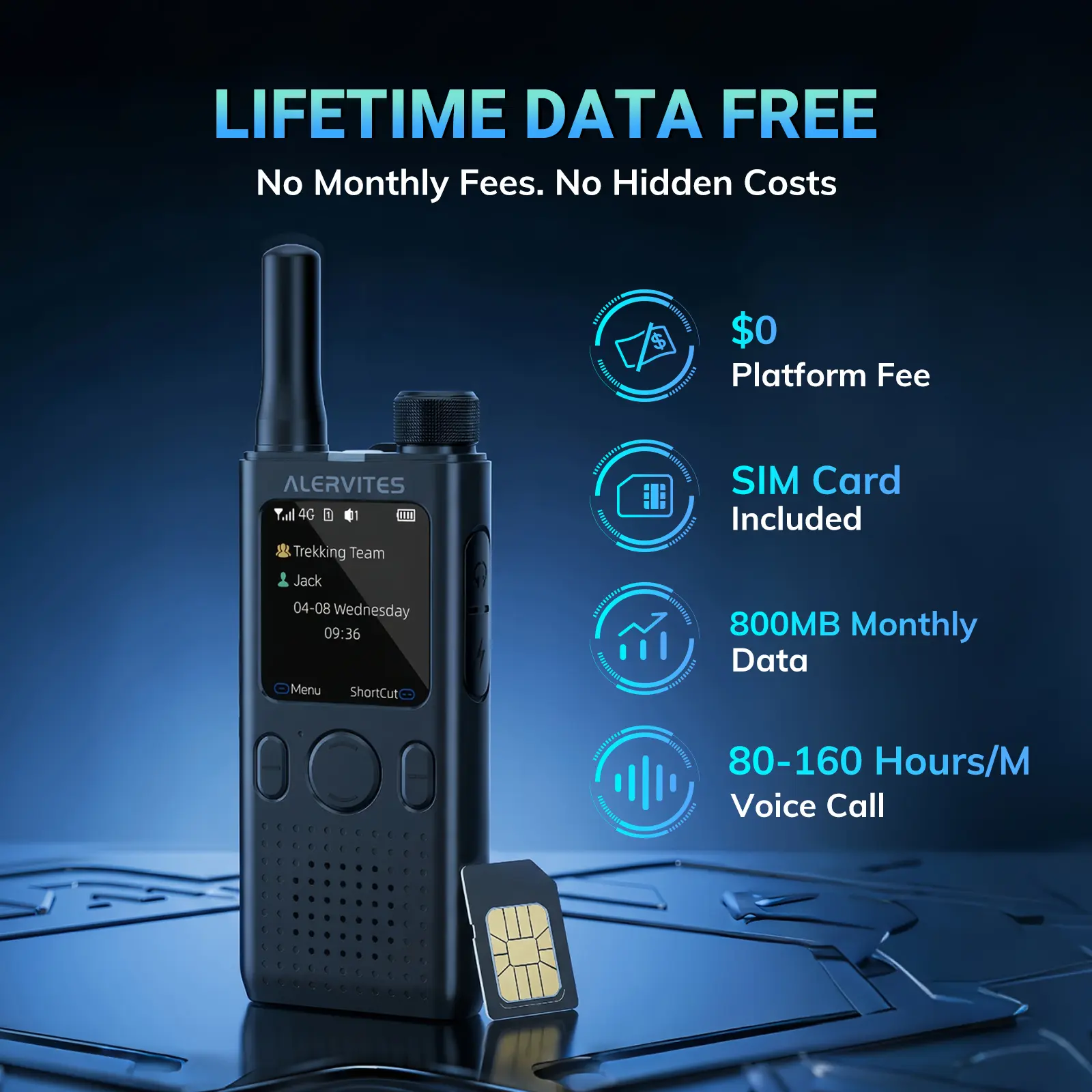 Alervites PoC-AT1 PoC Radio | Lifetime Free | Nationwide Walkie Talkie | Unlimited Range | App Control | Self-Grouping | Group Call | Private Call | Handheld Network Radio - Image 8