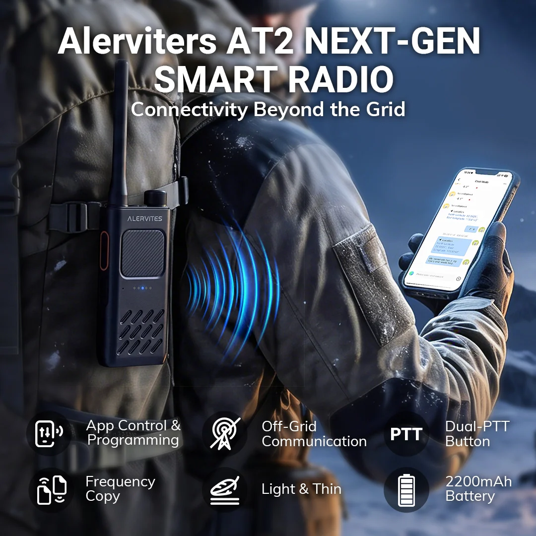 Alervites AT2 Smart UHF Radio | Off-Grid Text & Pic | App Control & Programming | 16mm Ultra-Thin | Dual-PTT | 2200mAh | USB-C Charging - Image 12