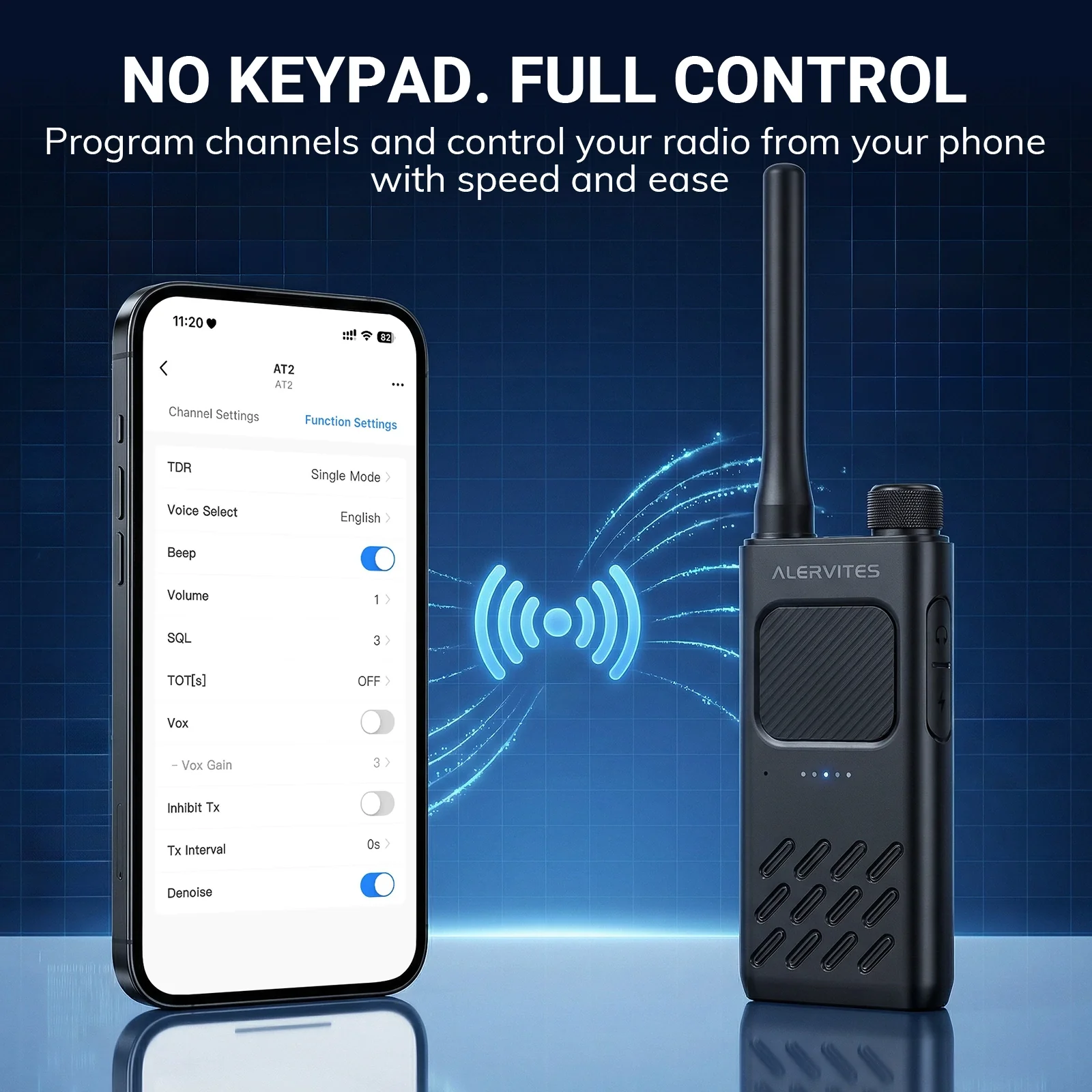 Alervites AT2 Smart UHF Radio | Off-Grid Text & Pic | App Control & Programming | 16mm Ultra-Thin | Dual-PTT | 2200mAh | USB-C Charging - Image 7