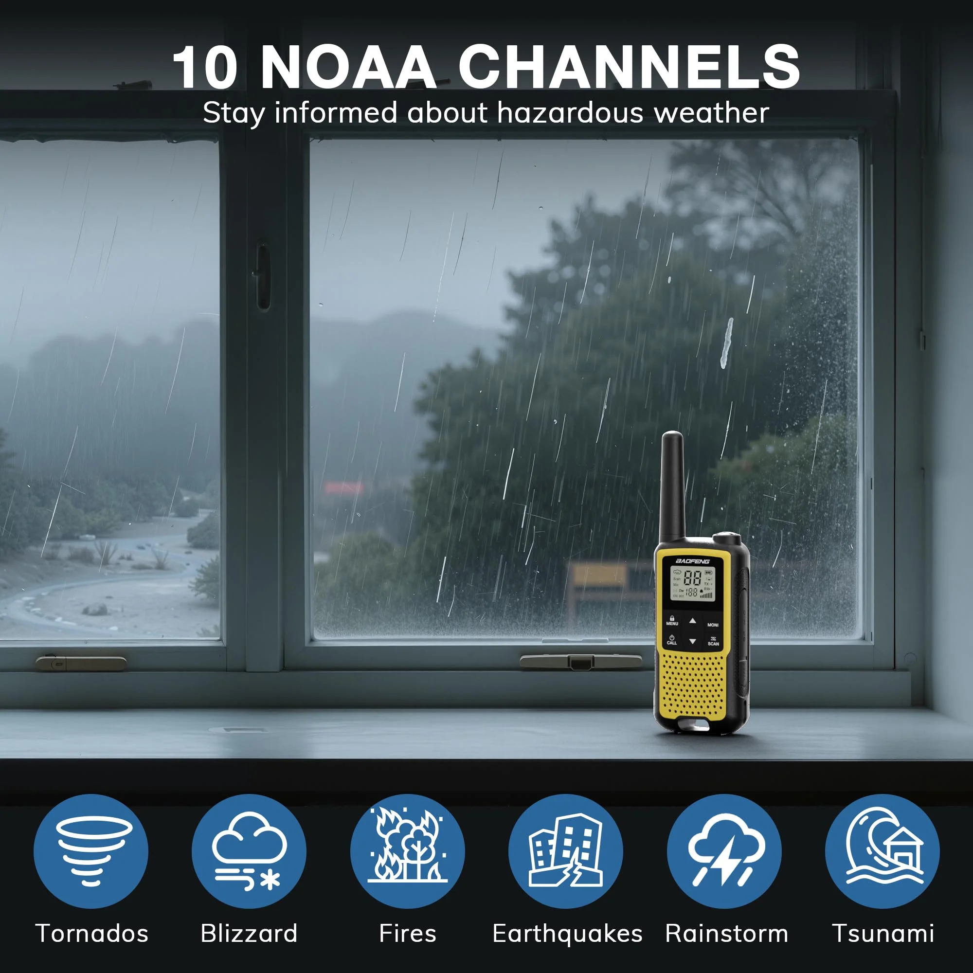 Baofeng BF-33C FRS/PMR Radio | USB-C Charging | Dual Watch | VOX | NOAA | 3 Pack | For Outdoor Play & Family Adventures - Image 7