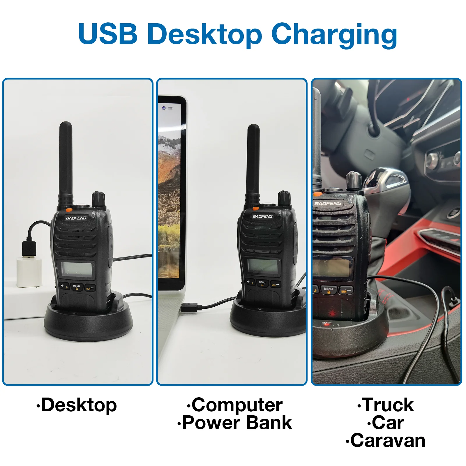 Baofeng BF-88ST Pro [3 Pack] FRS Radio | License-Free | NOAA | VOX | Dual Watch | USB Charger - Image 3