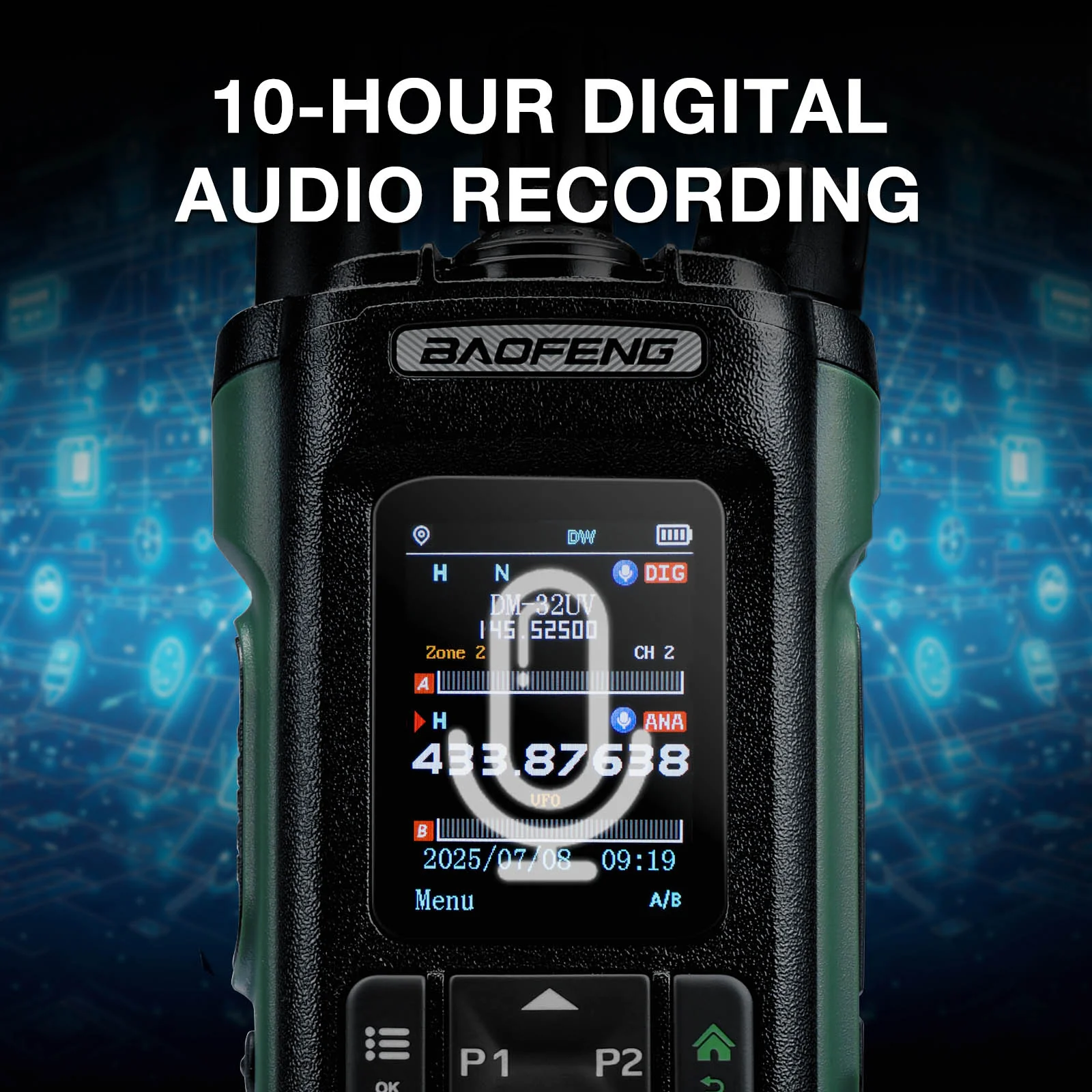 Baofeng DM-32UV 10W DMR Ham Radio | GPS & Digital APRS | UHF/VHF/AM/FM/NOAA | NOAA Alert | Tier II Dual Slot | 2” Color Display | 4K Channels | 50K Contacts - Image 13