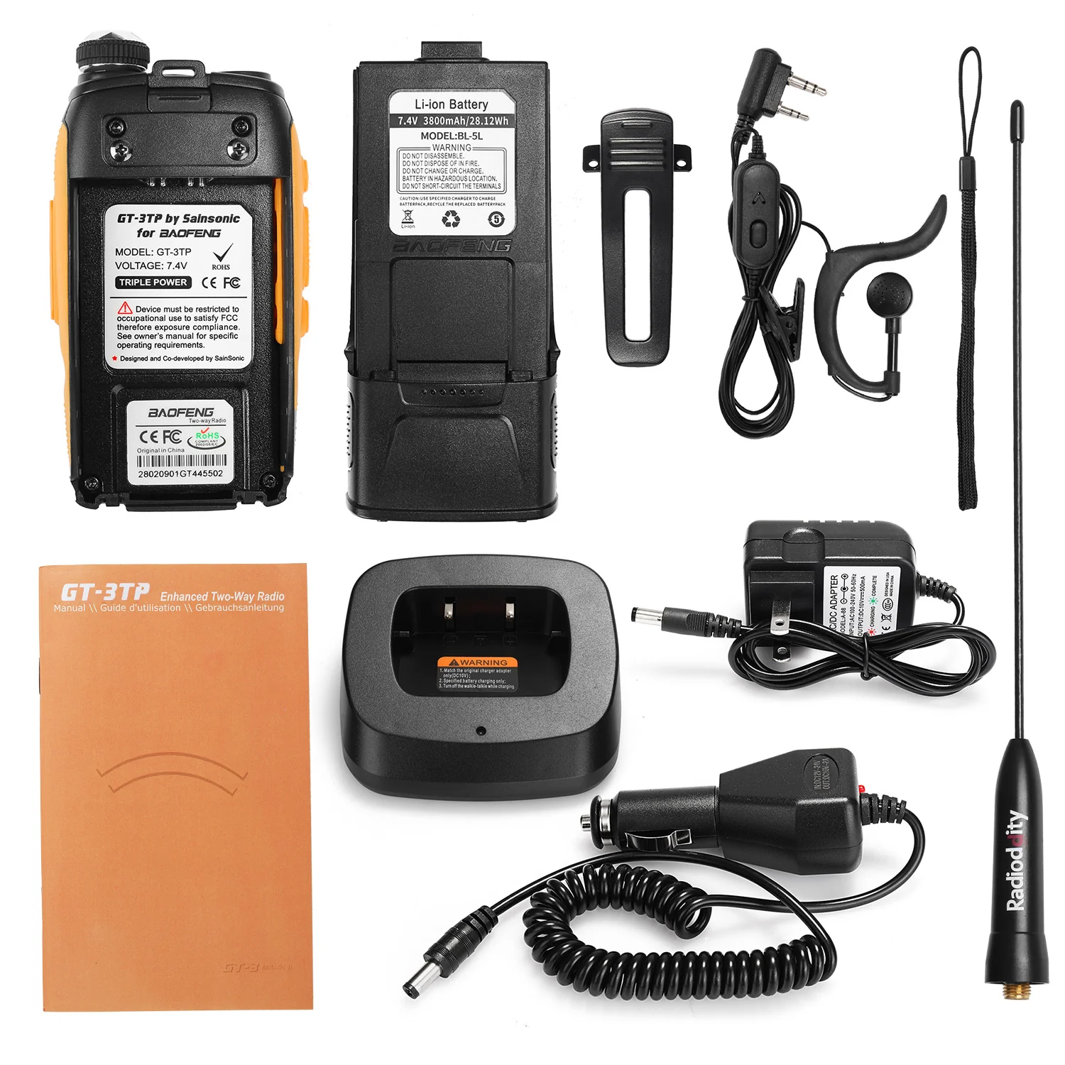 Baofeng GT-3TP Mark III Radio with 3800mAh Battery [2 Pack +1 Cable] - Image 10