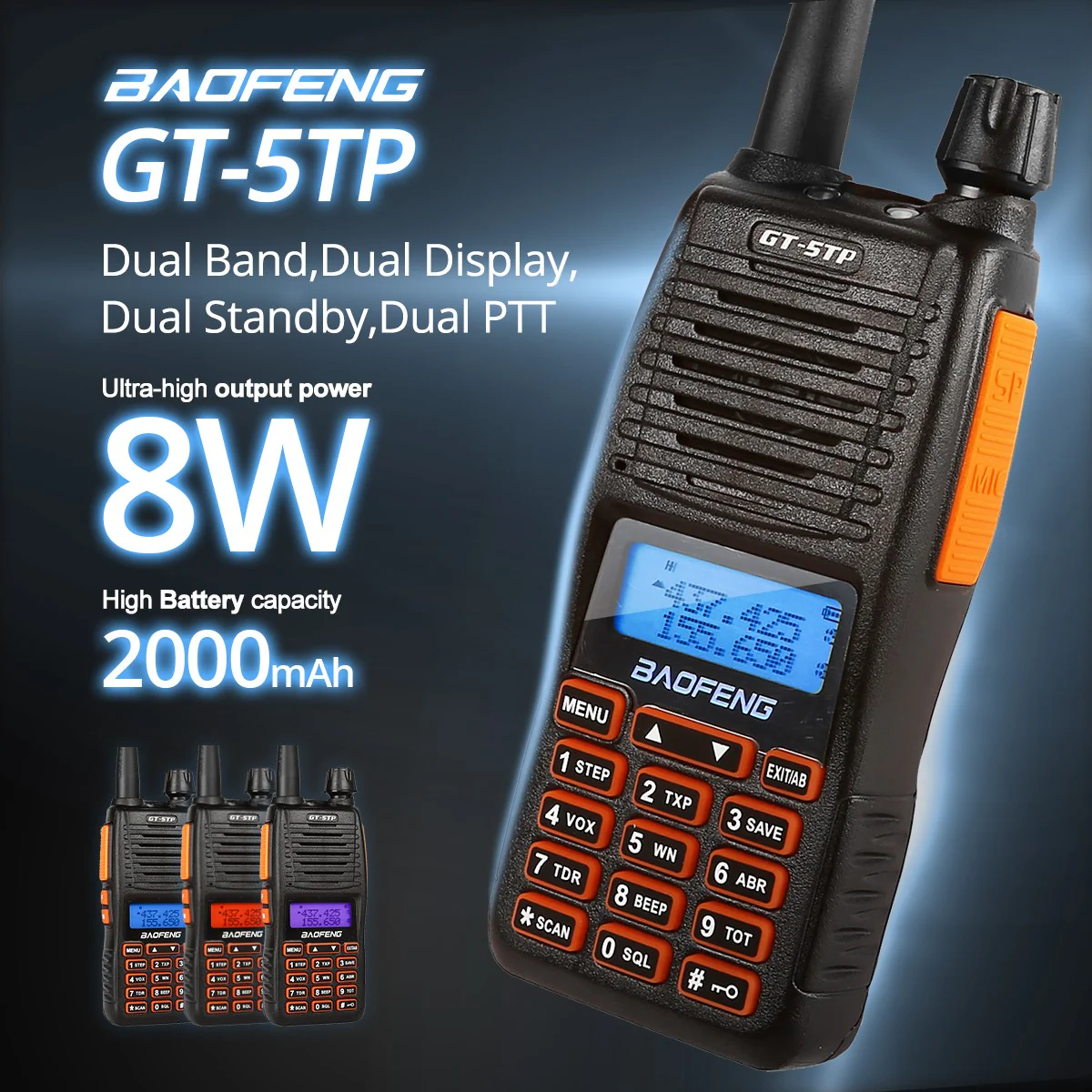 Baofeng GT-5TP | Dual Band | Tri-Power | Dual PTT | Up to 8W [5 Packs] - Image 3