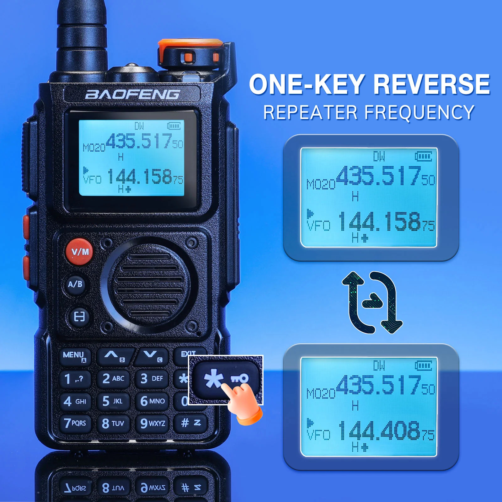 Baofeng K6 Tri-Band Radio | 5W | 999 CH | UHF/VHF/1.25M/NOAA/FM/Air Receiver | Reverse Repeater Freq | 2600mAh Type-C Battery - Image 11