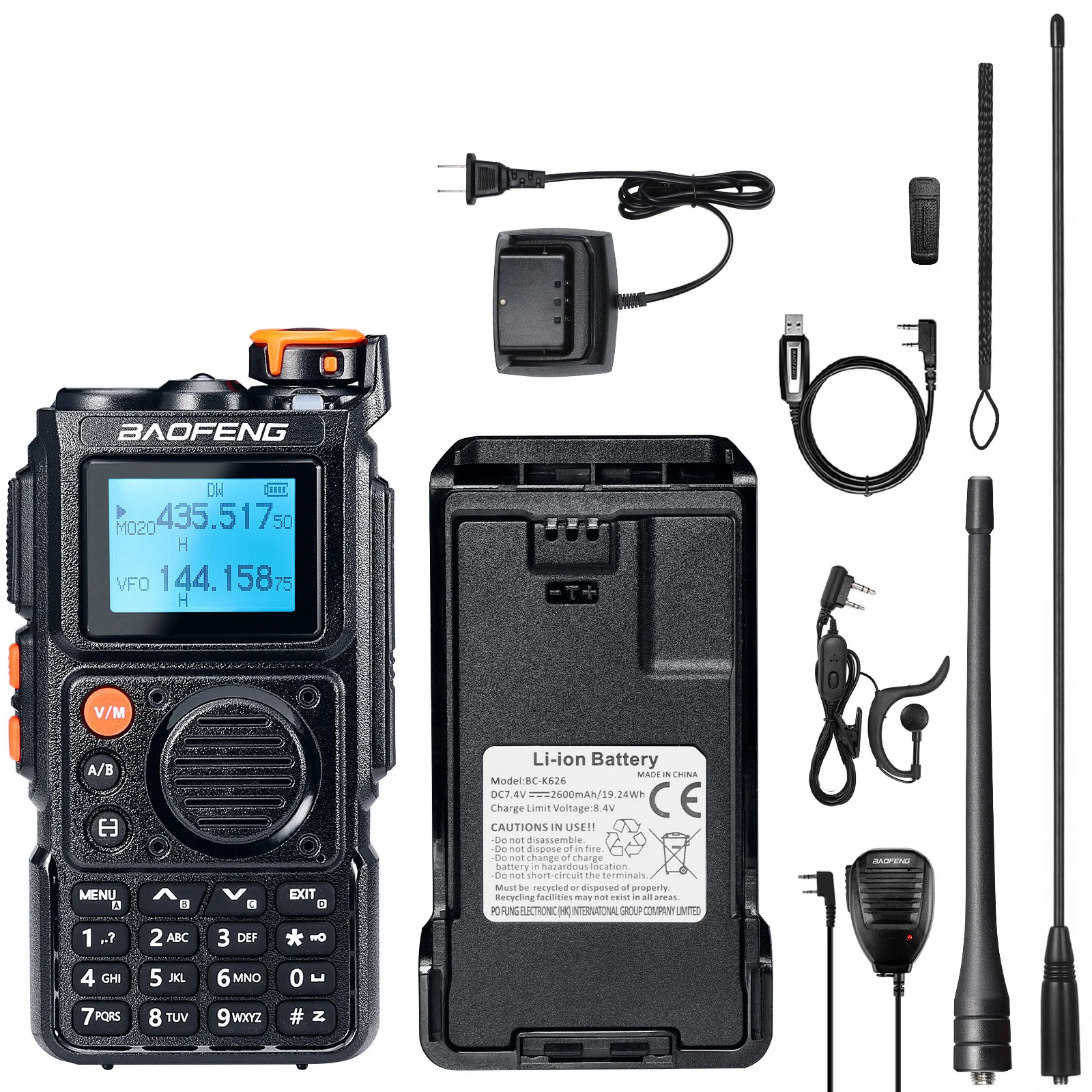 Baofeng K6 Tri-Band Radio | 5W | 999 CH | UHF/VHF/1.25M/NOAA/FM/Air Receiver | Reverse Repeater Freq | 2600mAh Type-C Battery - Image 16