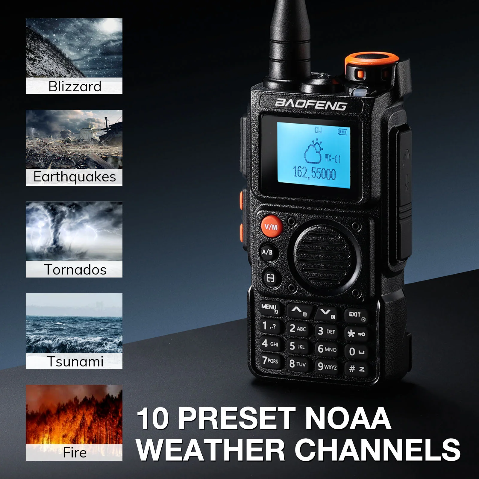 Baofeng K6 Tri-Band Radio | 5W | 999 CH | UHF/VHF/1.25M/NOAA/FM/Air Receiver | Reverse Repeater Freq | 2600mAh Type-C Battery - Image 8