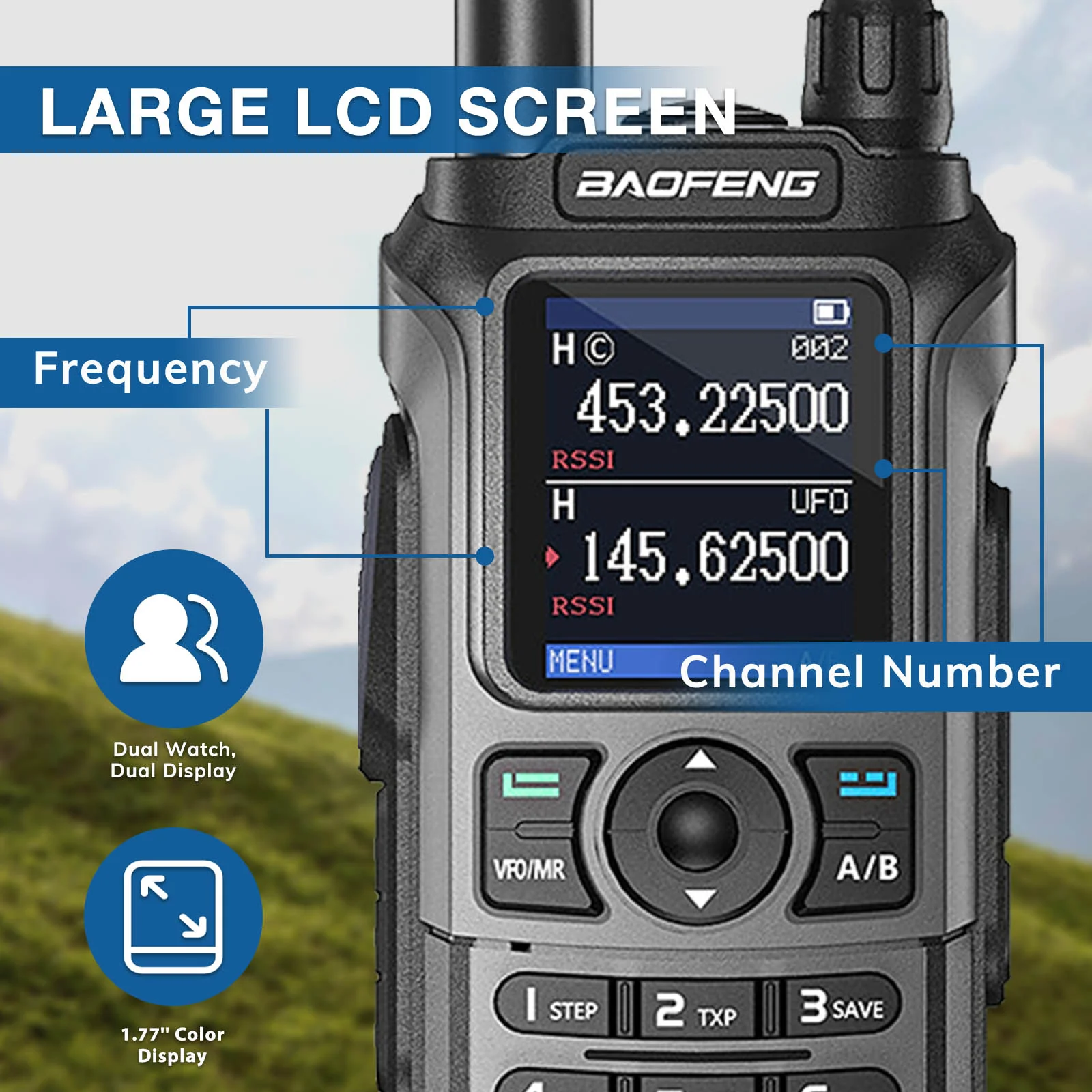 Baofeng UV-21R 6W Tri-Band Radio | 1.77'' Color Large Screen | NOAA | 999 CHs | Wireless Copy Frequency | Type-C Charging - Image 6