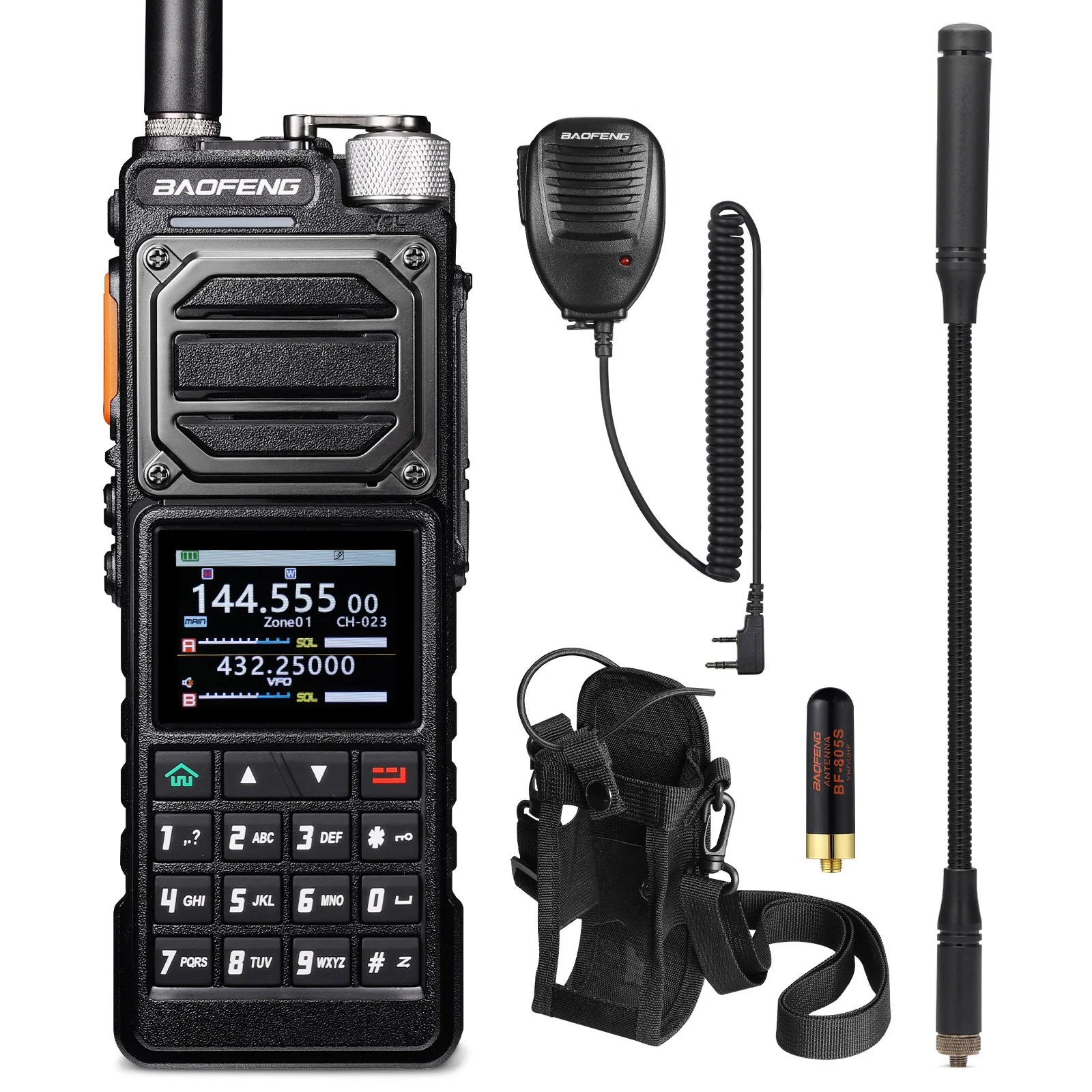 Baofeng UV-25 Plus | Tri-Band | 10W | GPS | Multi-Band Receiver | 5200mAh Battery USB-C Port | 2" Large Color Display | 1000CH | Fall Detection Alert