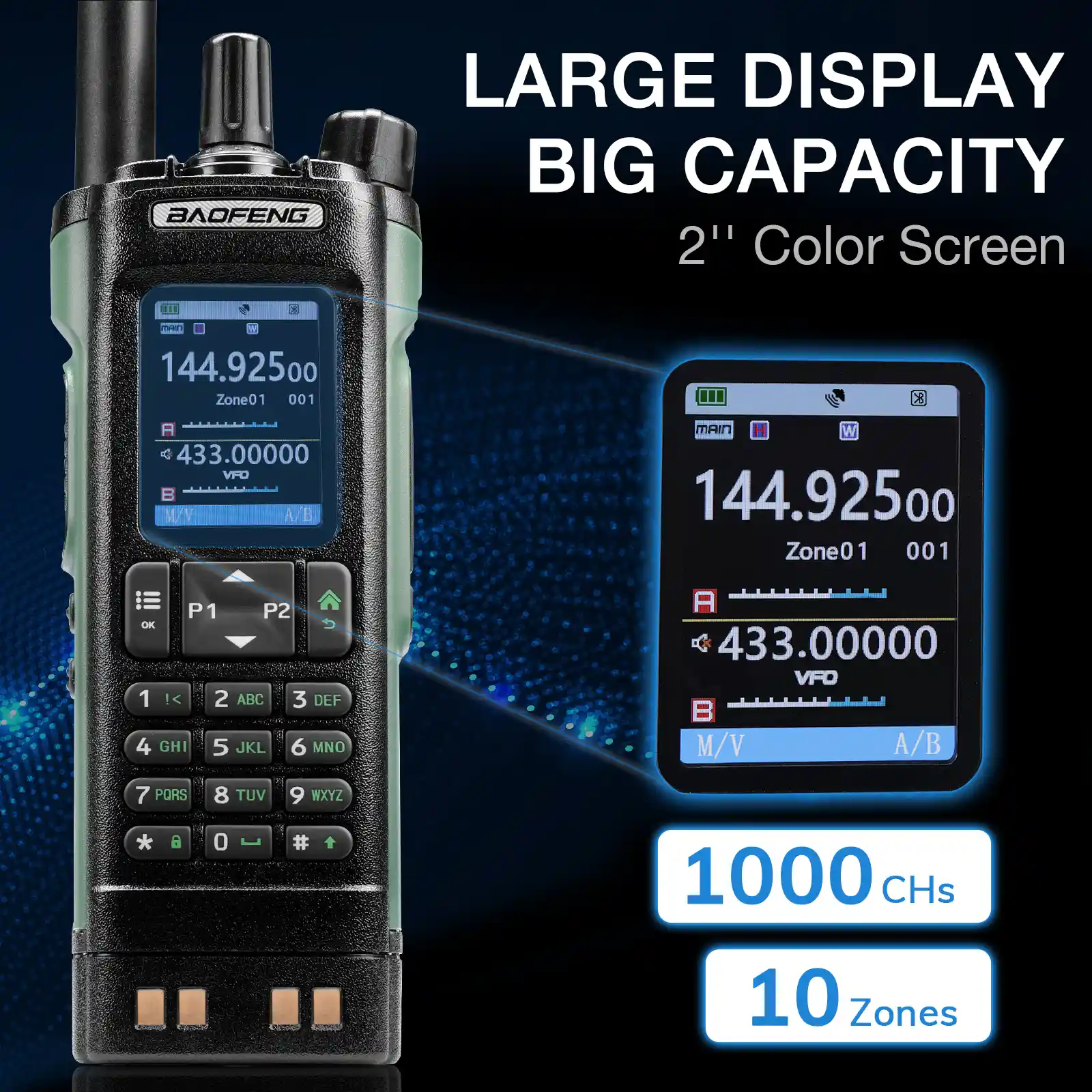 Baofeng UV-32 Ham Radio | 10W | Multi-Band | GPS | APP & CHIRP Programmable | 2.0” Large Color Display | 1000CHs | NOAA/Airband Receiver - Image 5