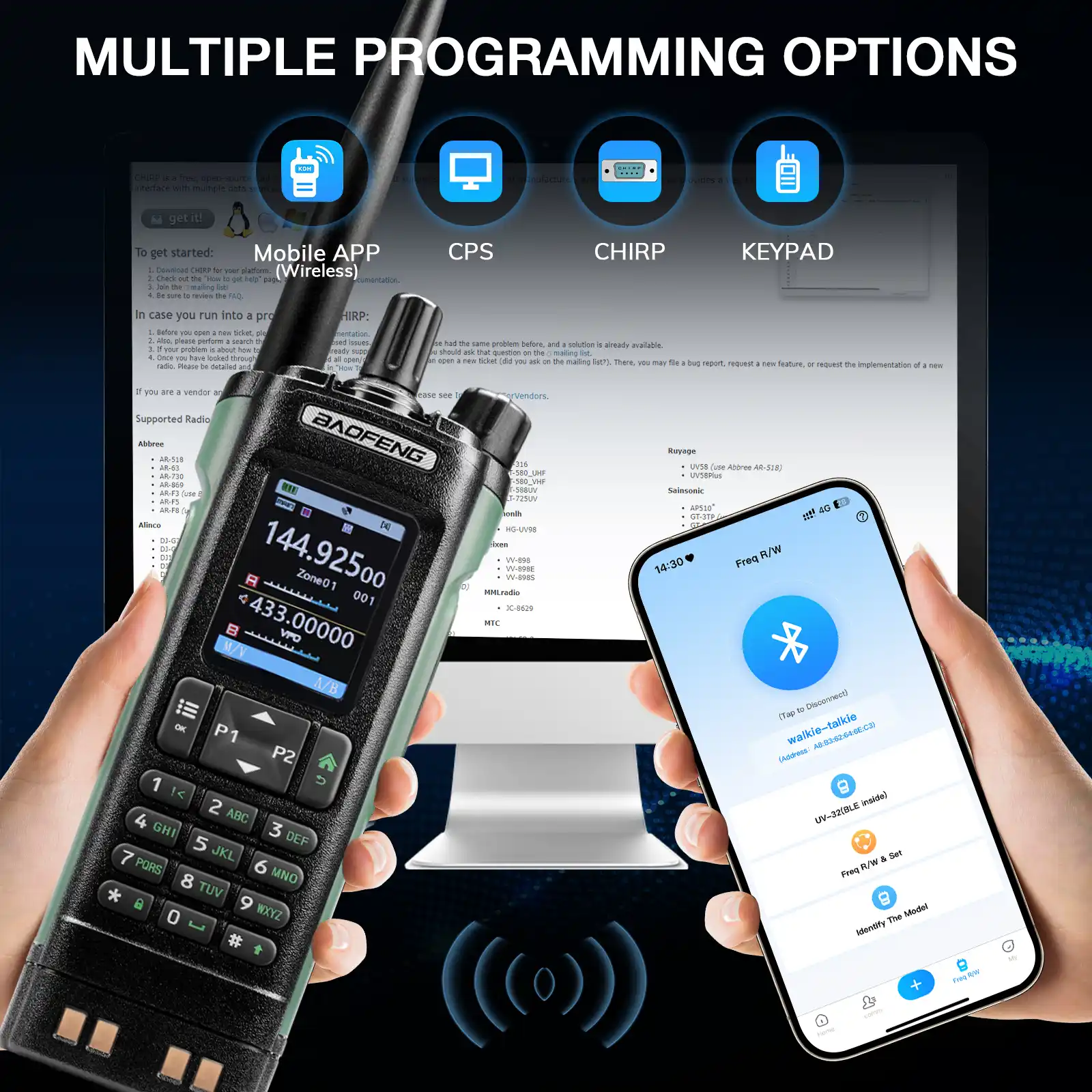 Baofeng UV-32 Ham Radio | 10W | Multi-Band | GPS | APP & CHIRP Programmable | 2.0” Large Color Display | 1000CHs | NOAA/Airband Receiver - Image 8