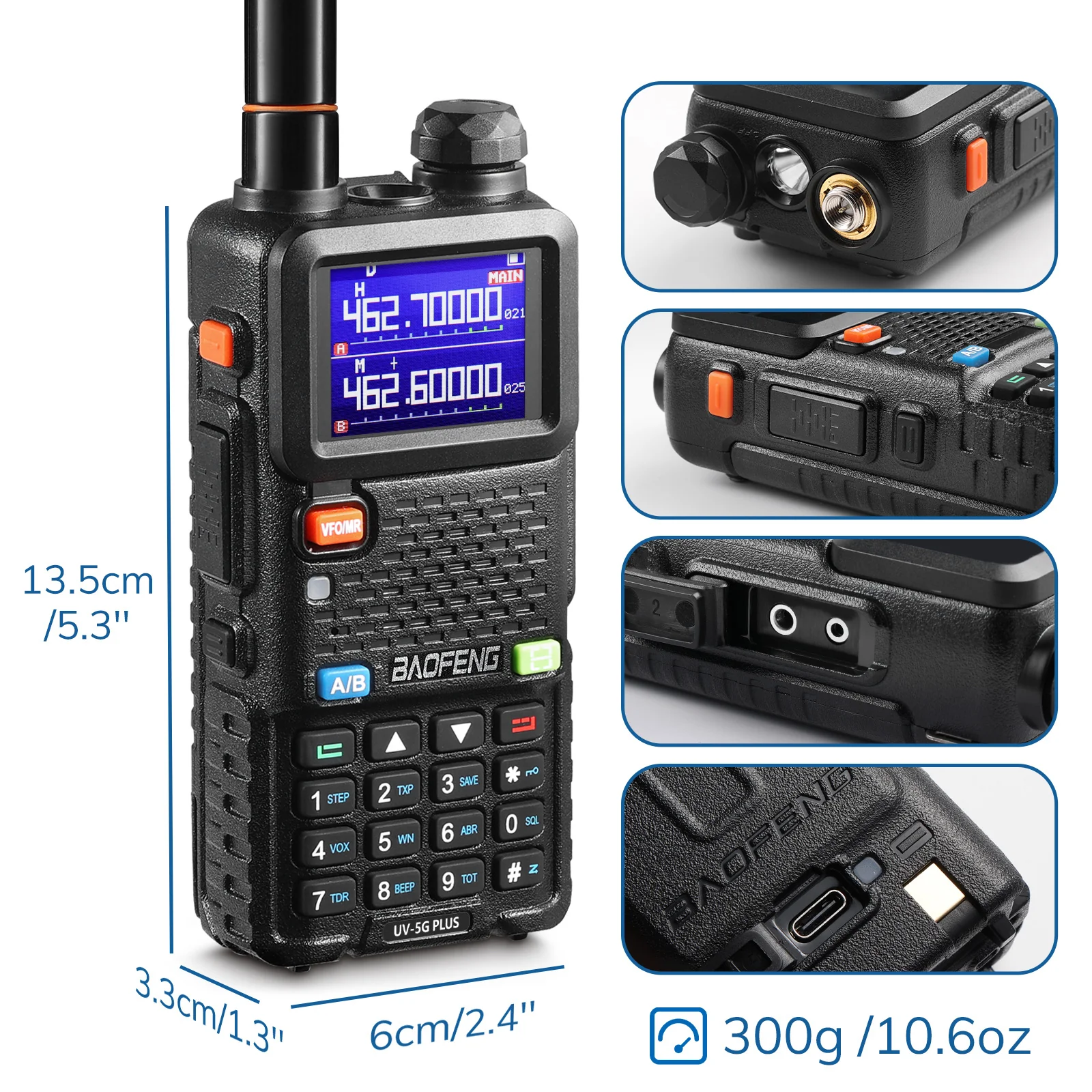 Baofeng UV-5G Plus GMRS Radio | 5W | 2500mAh USB-C Battery | Frequency Copy | 999 CH | NOAA | Support Chirp - Image 4