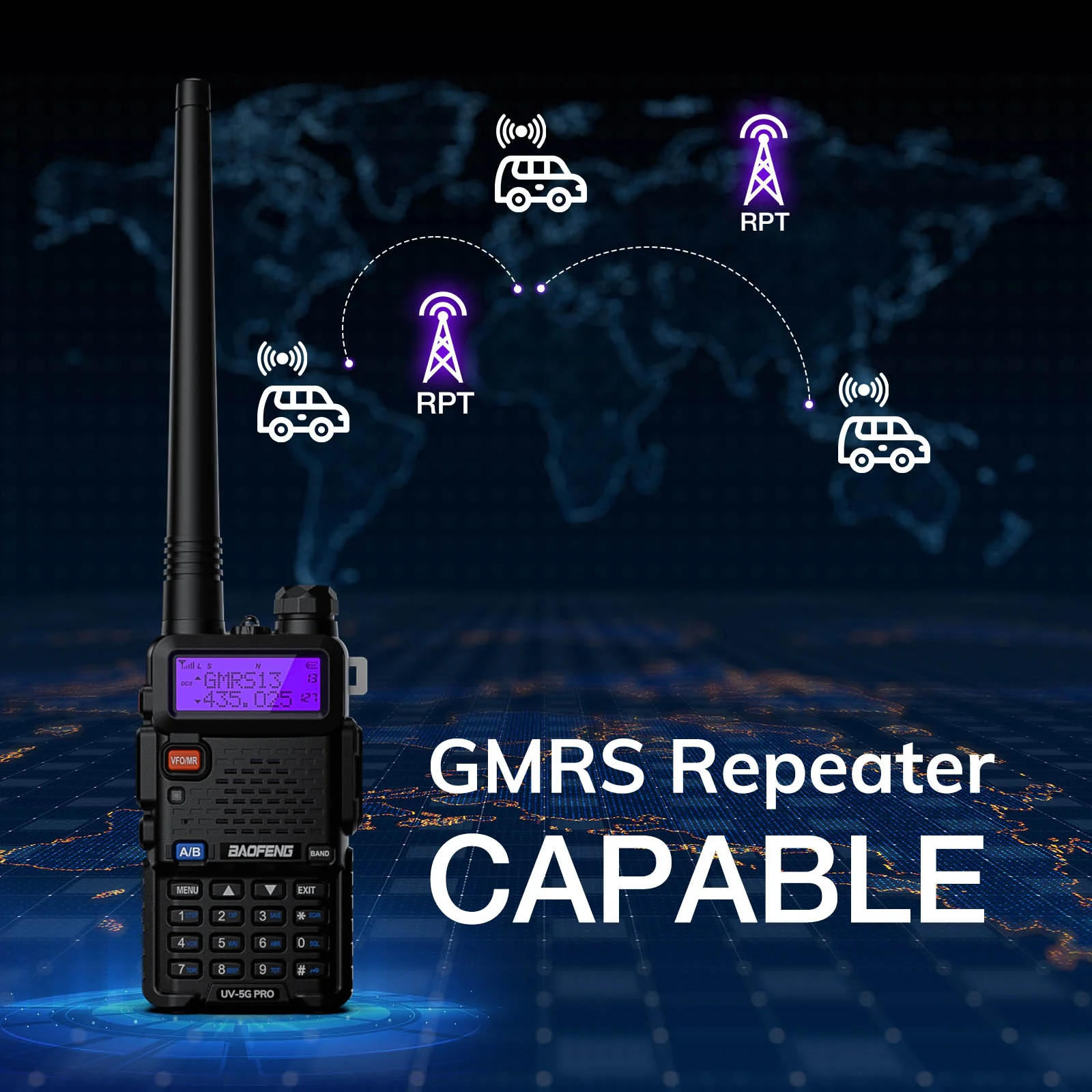 Baofeng UV-5G Pro GMRS Radio | NOAA/UHF/VHF/Airband Receiver | 5W | 128 Channels | GMRS Repeater Capable - Image 9