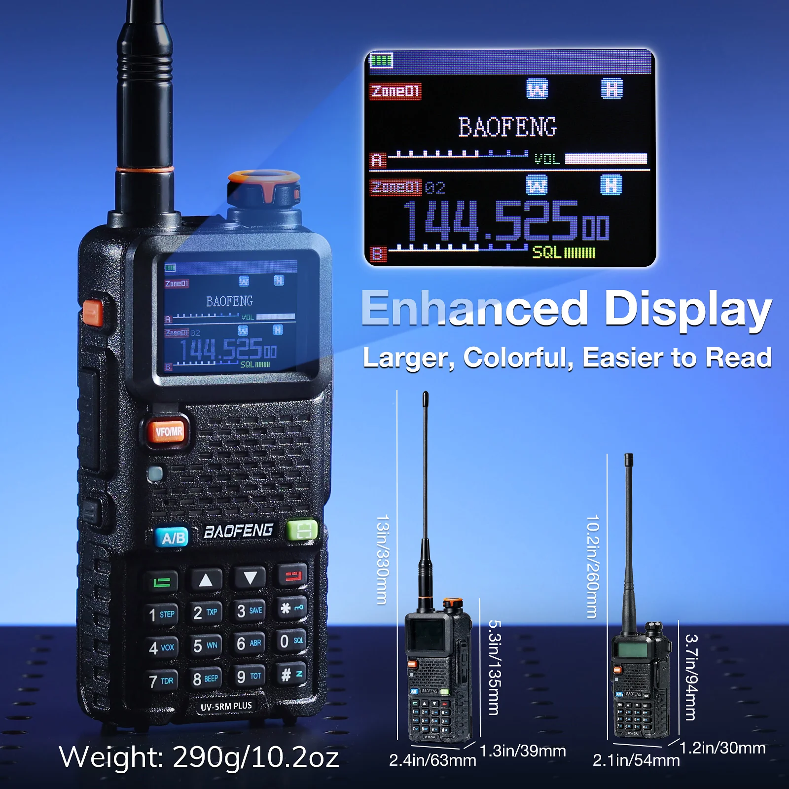 Baofeng UV-5RM Plus GPS Ham Radio Handheld | 10W | 1.77 Inch Color Screen | 640CH 10 Zones | NOAA | 2500mAh Type-C Rechargeable Battery | Group Talk - Image 5