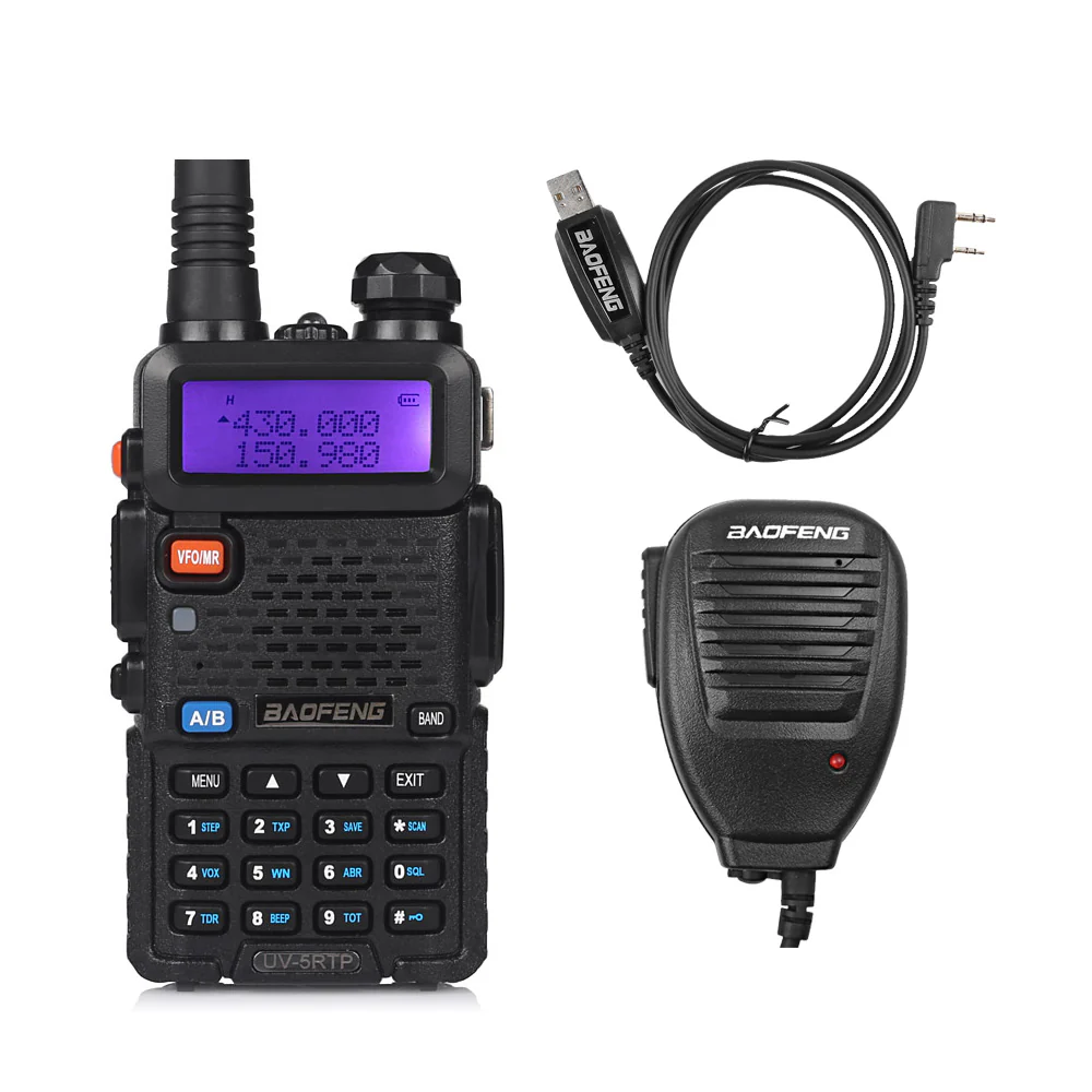Baofeng UV-5RTP | Dual Band | 8W/4W/1W | Tri-power Two Way Radio | w/ Cable & Speaker