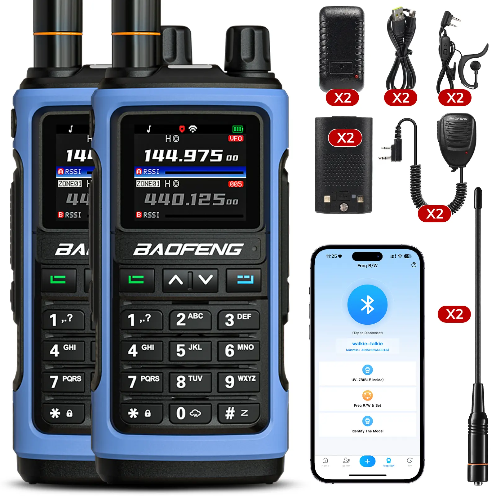 Baofeng UV-7B Handheld Radio | BT APP Programmable | 1.77" Color Display | Aviation & NOAA Receive | 1000 Channels | USB-C Rechargeable | Frequency Copy - Image 10