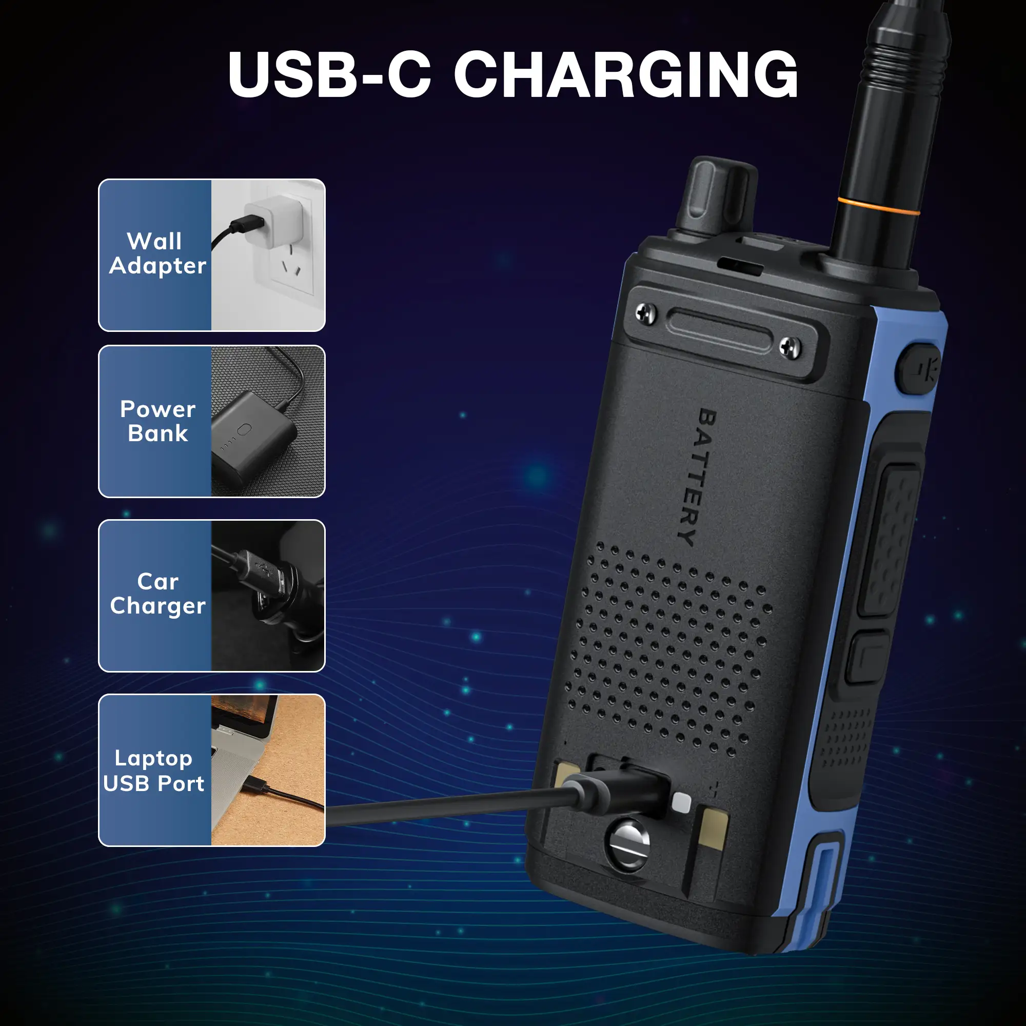 Baofeng UV-7B Handheld Radio | BT APP Programmable | 1.77" Color Display | Aviation & NOAA Receive | 1000 Channels | USB-C Rechargeable | Frequency Copy - Image 5