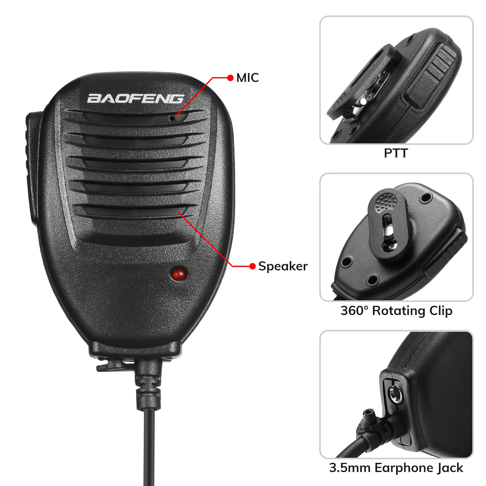 Baofeng Waterproof Shoulder Speaker Mic | UV-9G GT-3WP BF-9700 UV-9R UV-82WP - Image 2