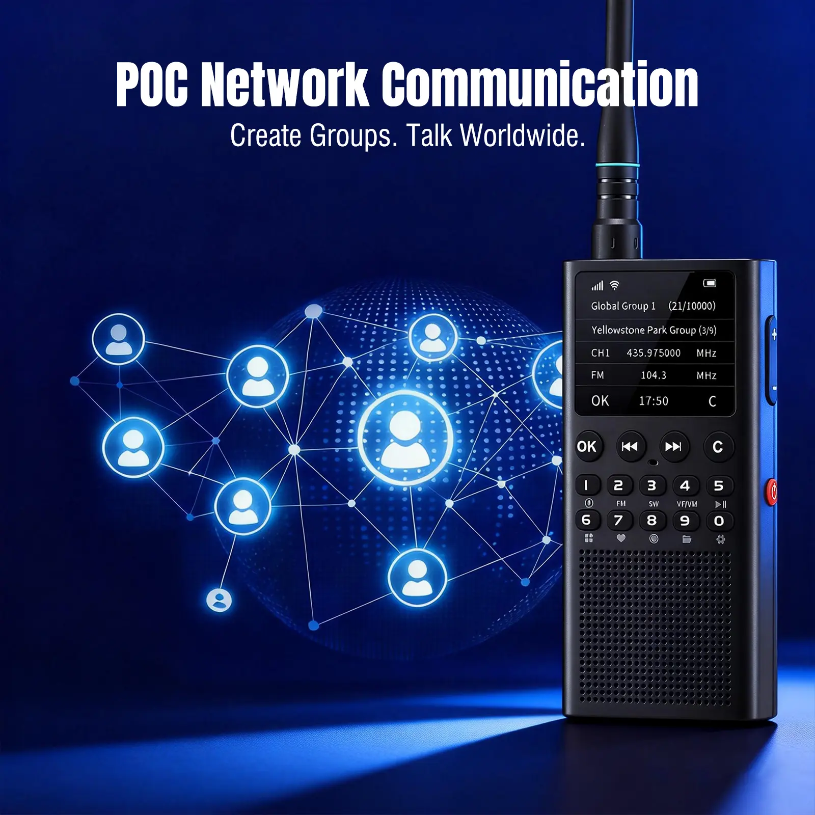 CHOYONG WT2 Network Radio | 2W UHF HT | WiFi/4G POC Group Talk | FM/AM/SW Receiver | 2500mAh Fast Charging | Voice Search - Image 3