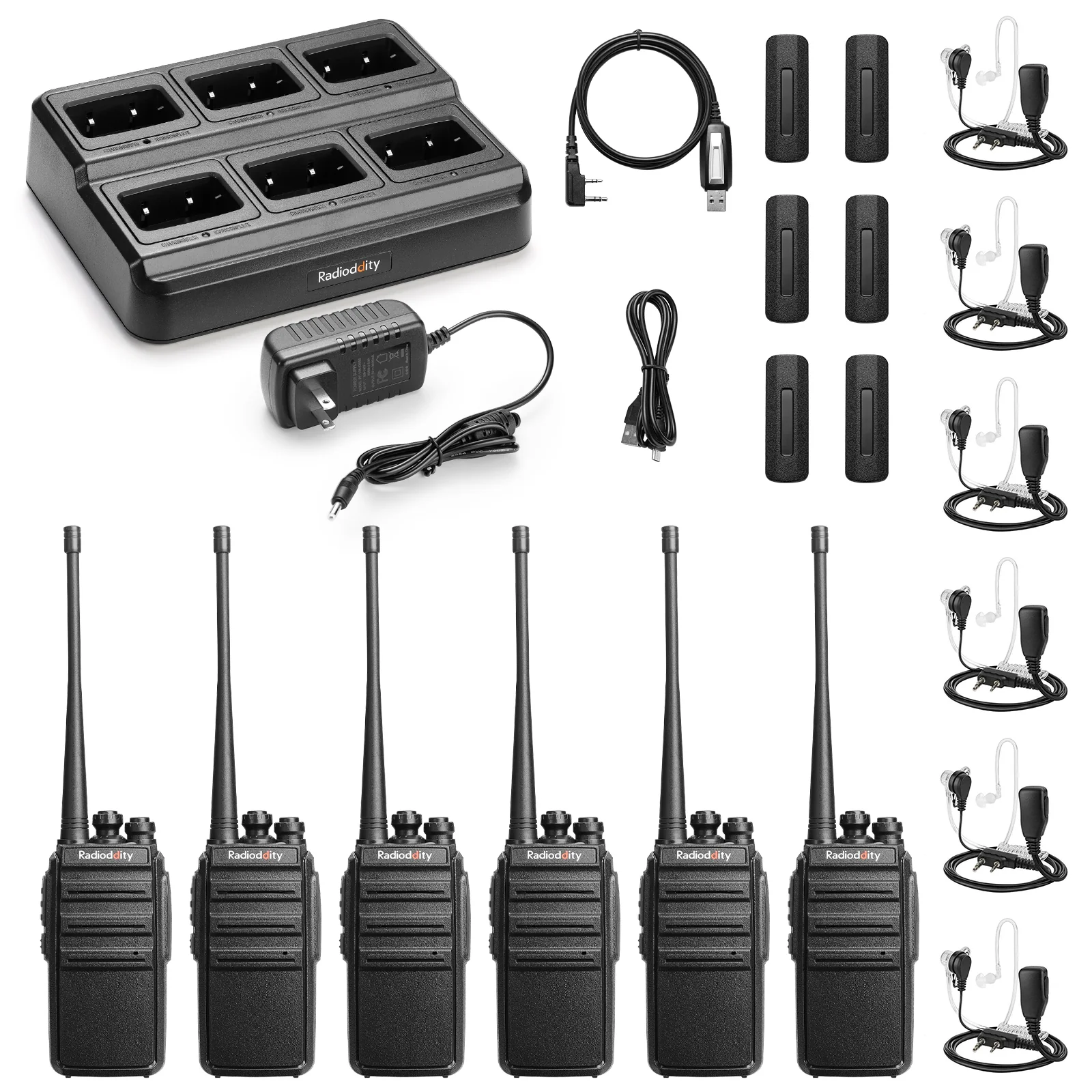Radioddity GA-2S UHF Radio | VOX | Squelch | with 6-Way Charger Station [6 Pack+Cable] - Image 10