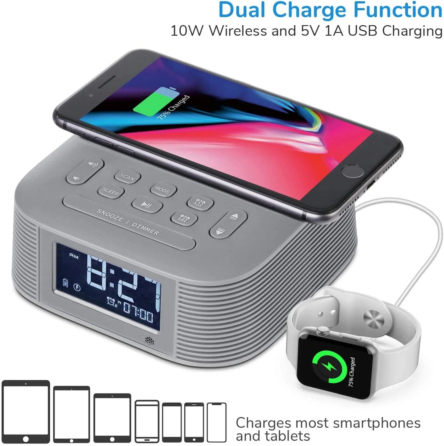 InstaBox D10 Wireless Charging Digital Alarm Clock FM Radio [DISCONTINUED] - Image 2