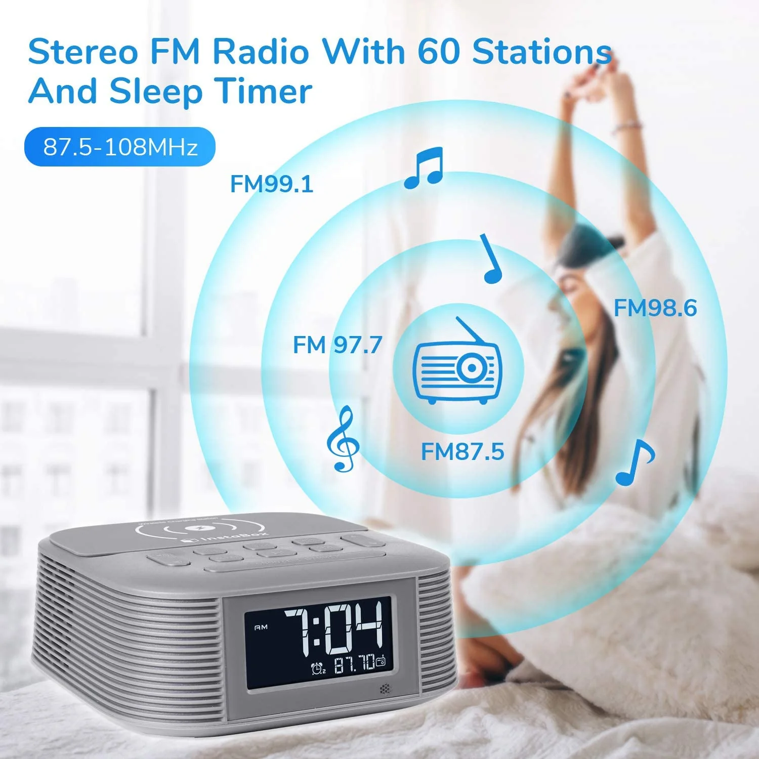 InstaBox D10 Wireless Charging Digital Alarm Clock FM Radio [DISCONTINUED] - Image 9