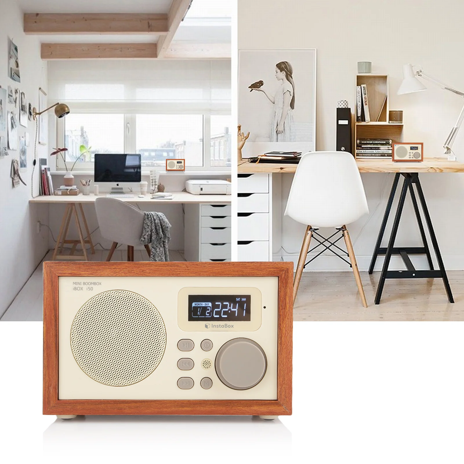 InstaBox i50 Wooden FM Clock Radio & Bluetooth Speaker [DISCONTINUED] - Image 7