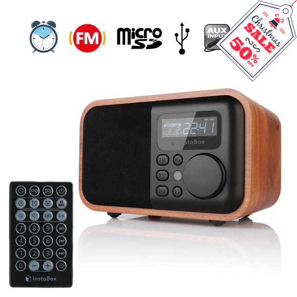 InstaBox i90 Wooden FM Clock Radio & Bluetooth Speaker [DISCONTINUED] - Image 2