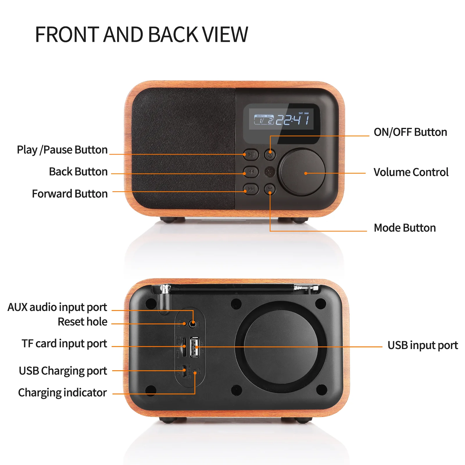 InstaBox i90 Wooden FM Clock Radio & Bluetooth Speaker [DISCONTINUED] - Image 4