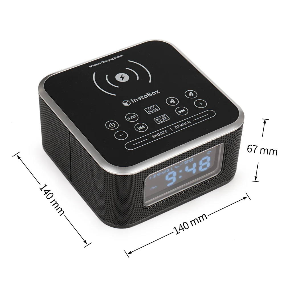 InstaBox W33 Wireless Charging Alarm Clock Radio Dual Speaker [DISCONTINUED] - Image 6