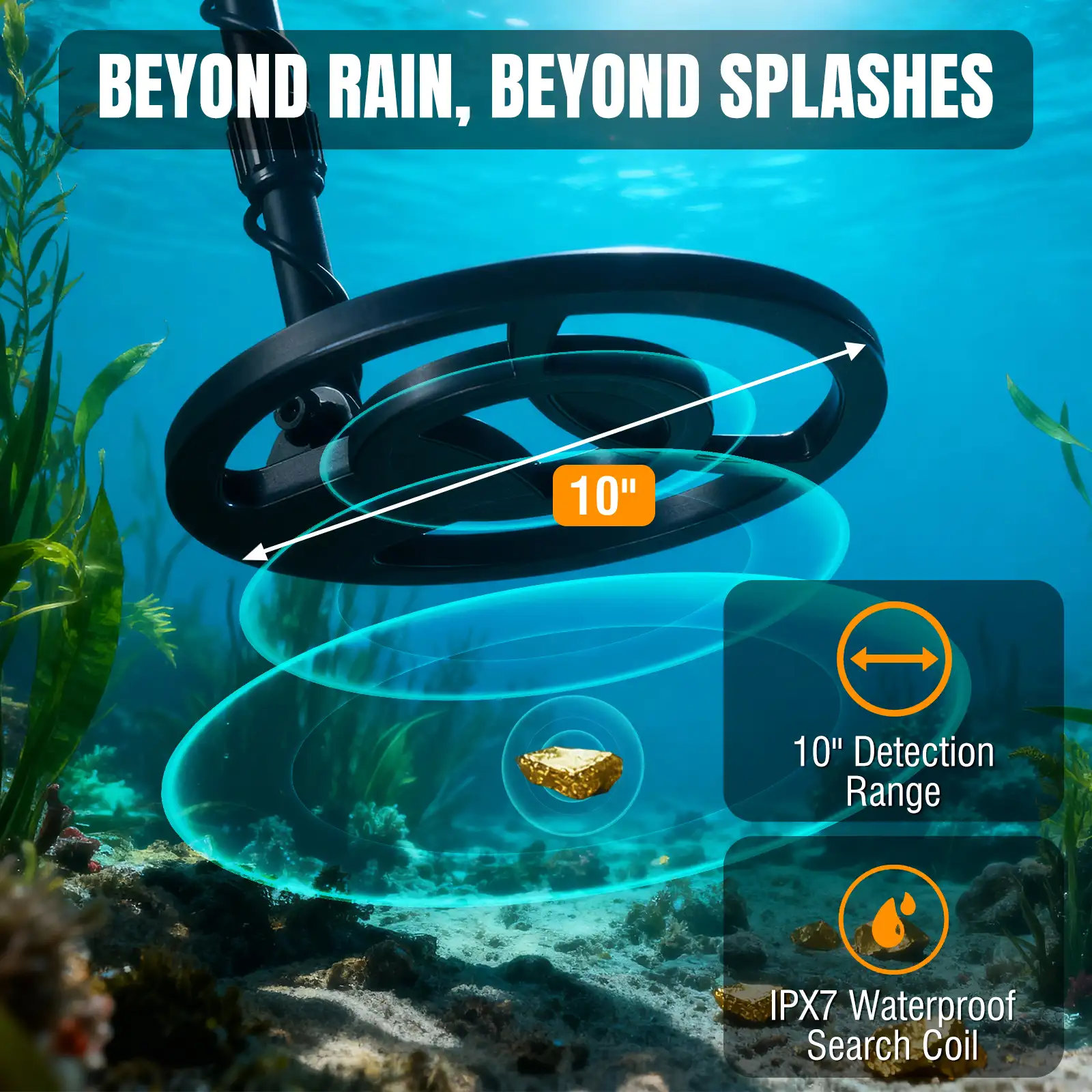 Raddy MD120A Professional Adult Metal Detector | 10" IPX7 Waterproof Search Coil | LCD Backlit Display | High Accuracy Gold Metal Detectors with 4 Modes - Image 2