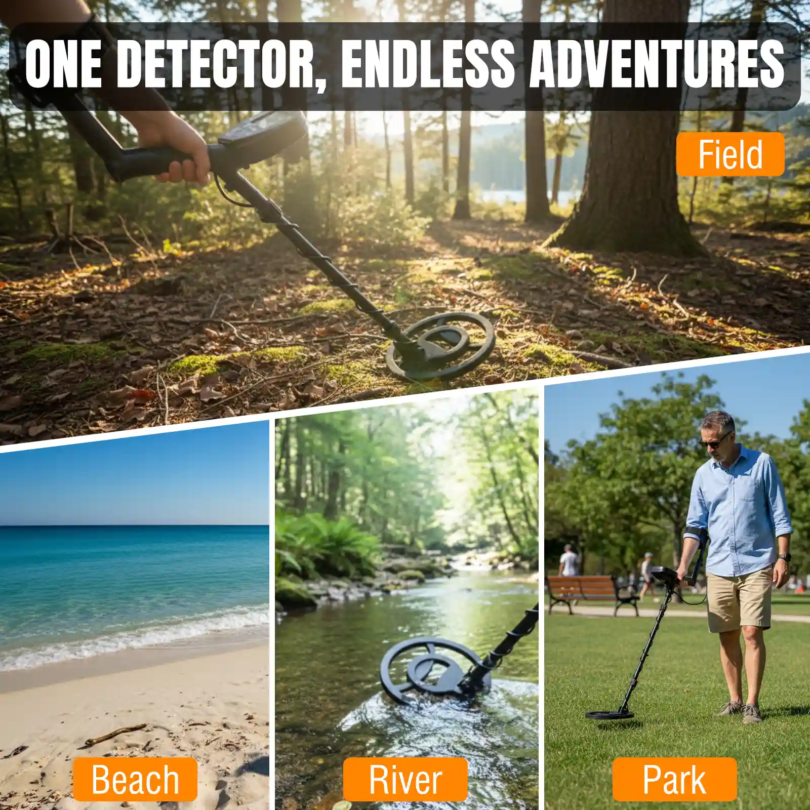 Raddy MD120A Professional Adult Metal Detector | 10" IPX7 Waterproof Search Coil | LCD Backlit Display | High Accuracy Gold Metal Detectors with 4 Modes - Image 4