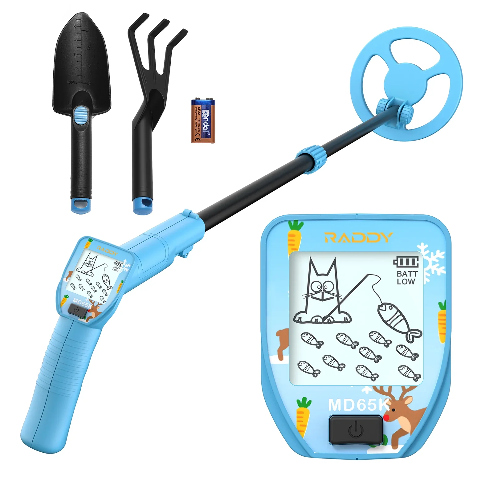 Raddy MD65K Kid Metal Detector | IPX7 Waterproof | 6.5" Coil | Fun LCD Display | Adjustable & Lightweight | Perfect Gift for Boys & Girls