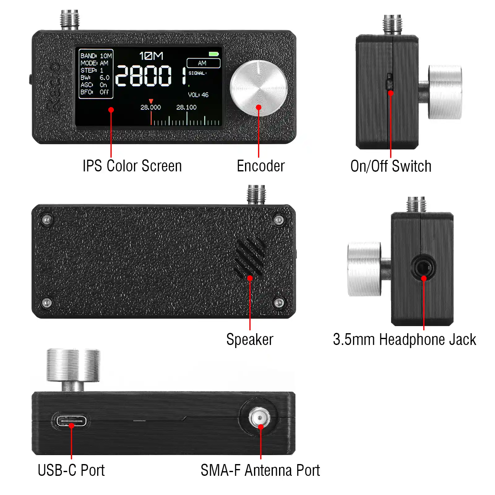 Raddy Mini Radio All-Band DSP Radio | Si4732 Chip | FM/SW/MW/VHF/CB Receiver | LSB/USB Modes | Headphone Amplifier | 1.9" Color Screen | Pocket Size | Firmware Upgrade - Image 7