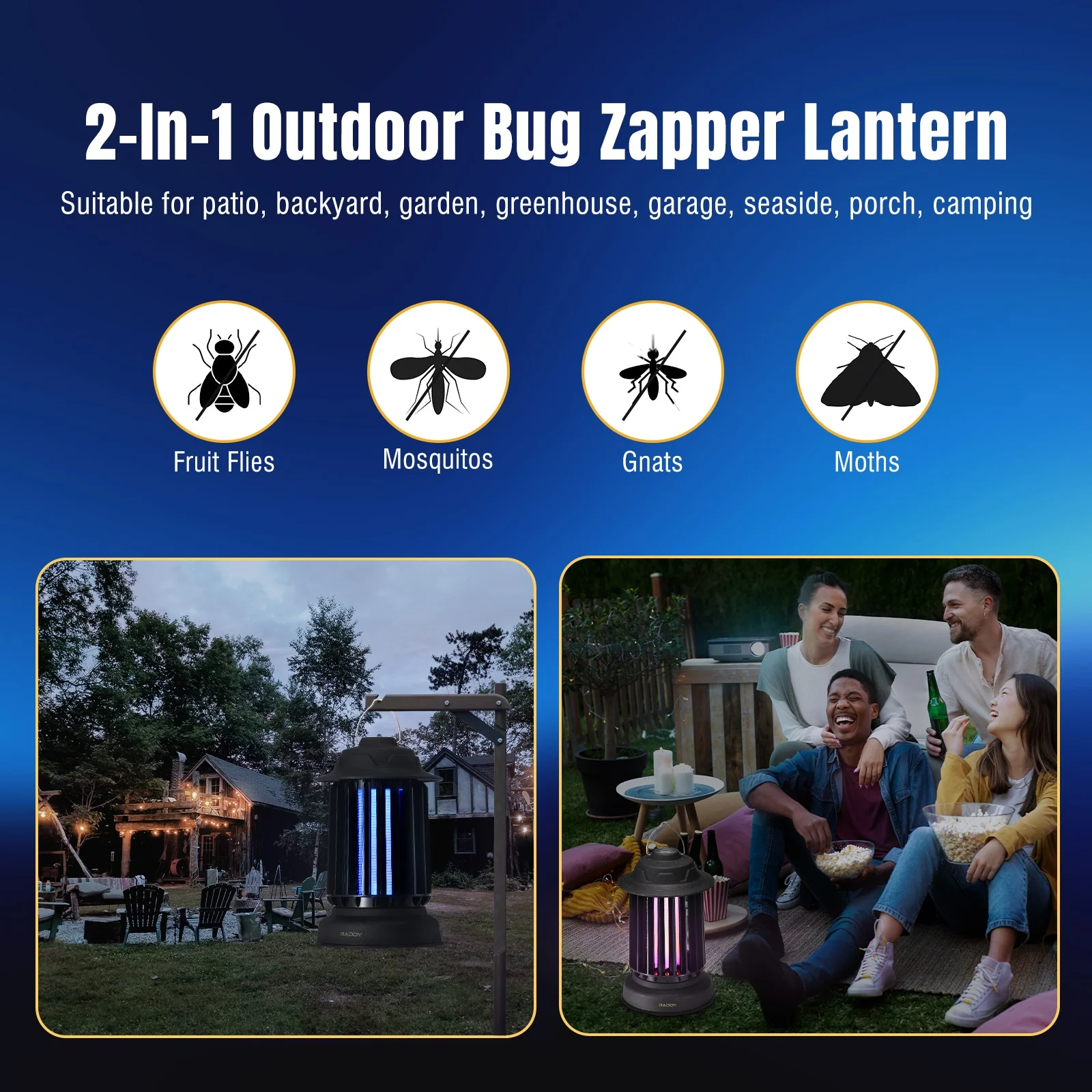 Raddy MZ-1 Outdoor Bug Zapper | Auto Self-Cleaning Brush | IPX4 | 1200mAh Rechargeable Battery - Image 9