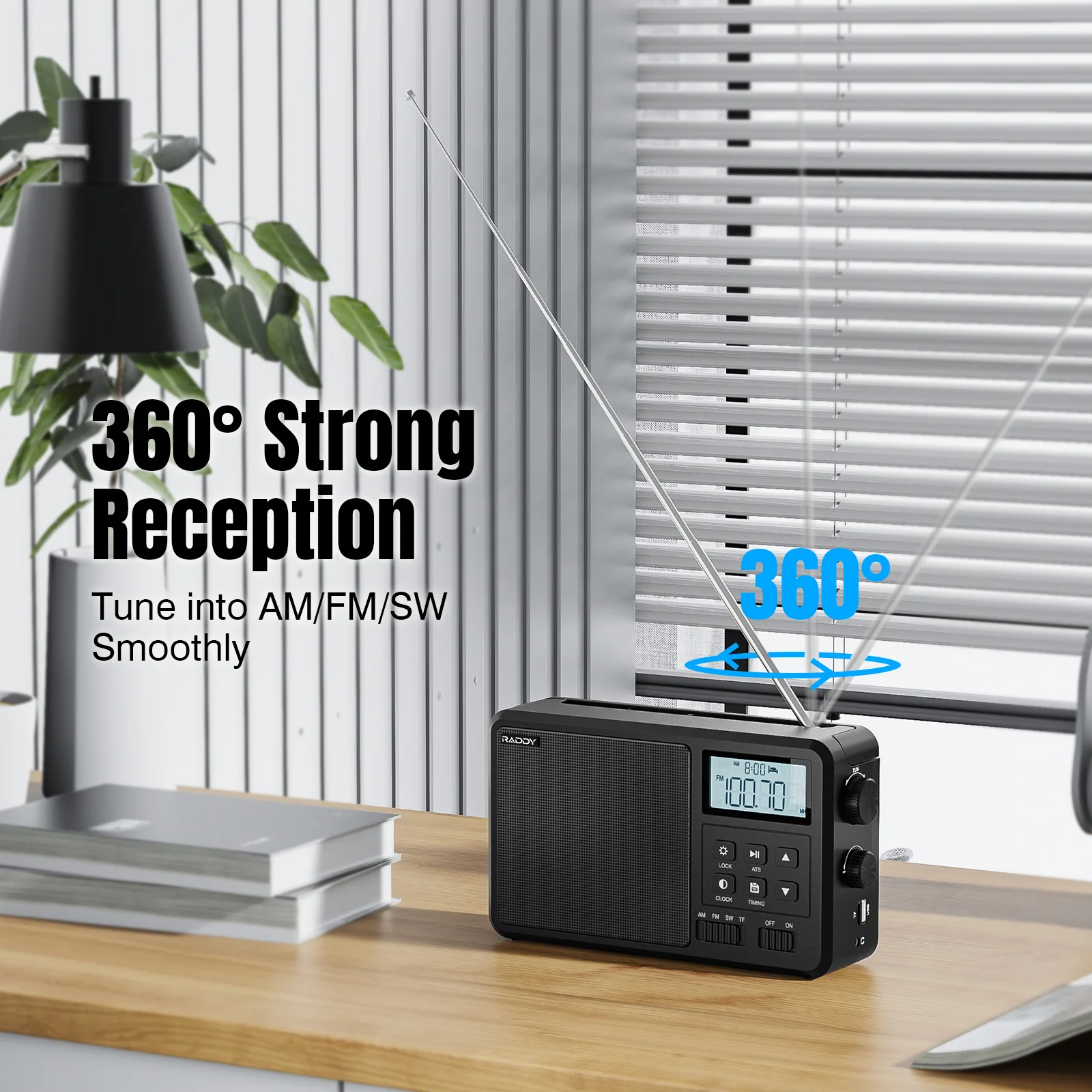 Raddy RF206 Shortwave Radio | FM/AM/SW | 8W Speaker | LCD Display | Bluetooth 5.0 | TF Card/USB Play - Image 4