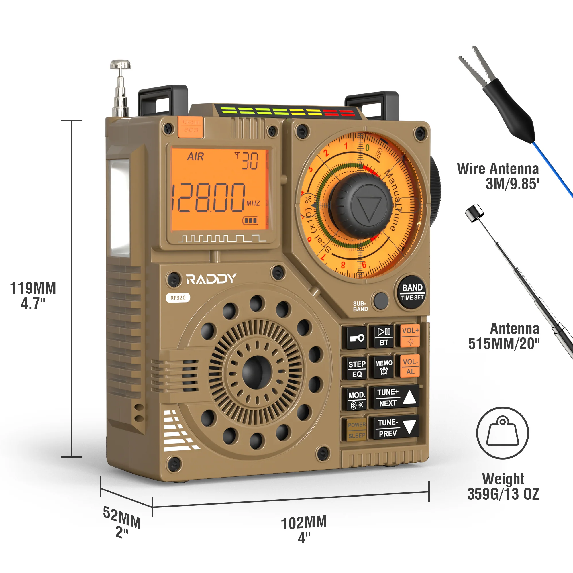 Raddy RF320 Shortwave Radio | FM/AM/SW/VHF/WB/AIR | Remote Control | Bluetooth 5.0 - Image 13