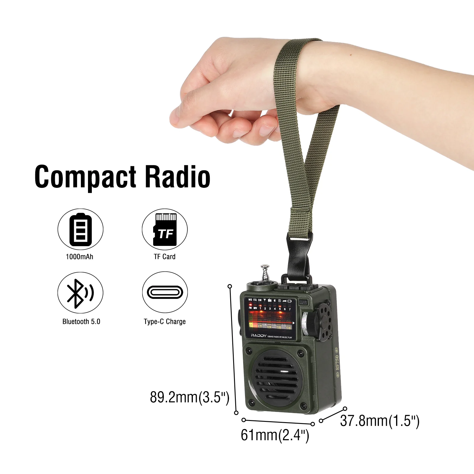 Raddy RF750 Shortwave Radio | AM/FM/SW/WB | Portable Digital Rechargeable | Bluetooth 5.0 - Image 5