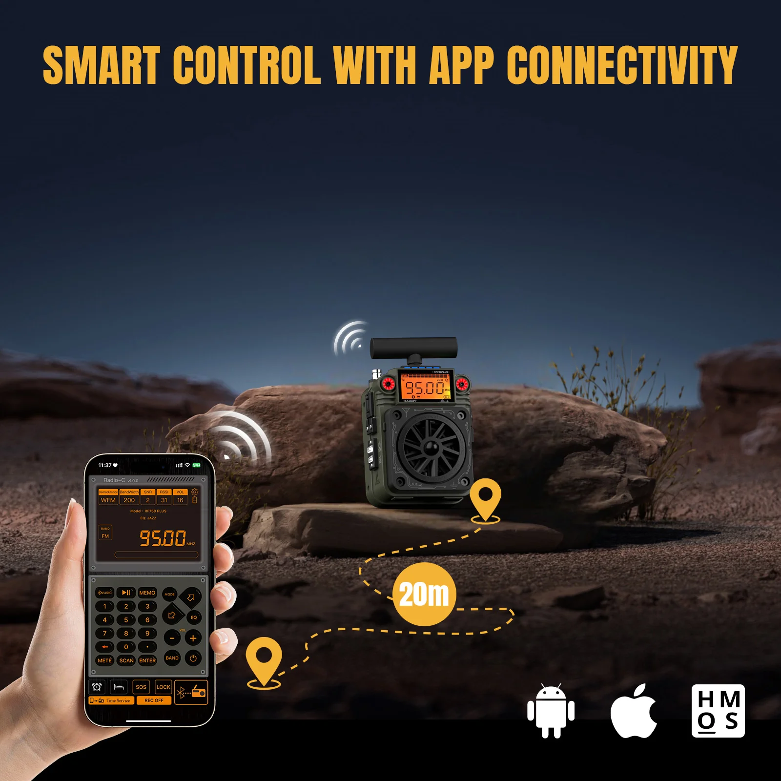 Raddy RF750 Plus Shortwave Radio | AM/FM/SW | APP Control | 297 Preset Stations | Replaceable Battery| SOS Alarm| NOAA |Portable Mini - Image 4