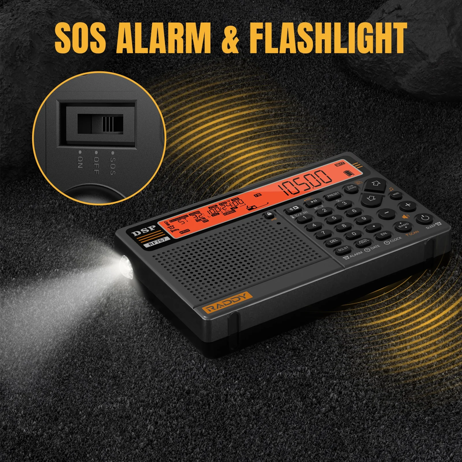 Raddy RF757 Shortwave Radio | APP Control | AM/FM/SW/VHF/UHF/CB/AIR/NOAA | 1000 Presets | Bluetooth 5.0 | 2500mAh Battery - Image 8