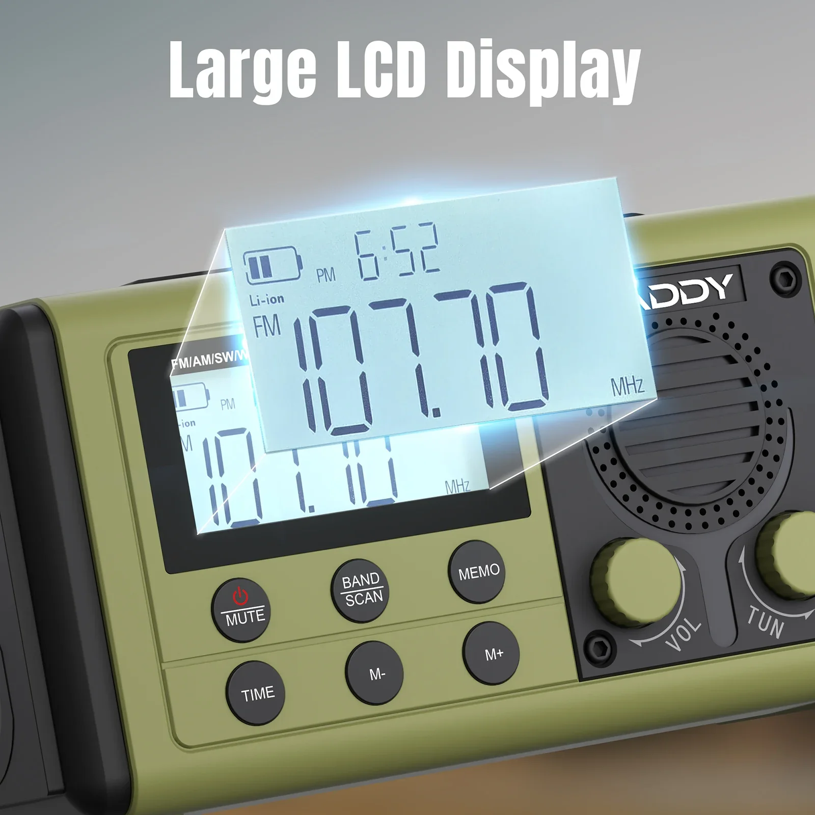 Raddy SH-908 Emergency Radio | IPX6 | AM/FM/SW | 10 000mAh Battery | Solar & USB Charging | Flashlight Reading Lamp | SOS | Compass - Image 6