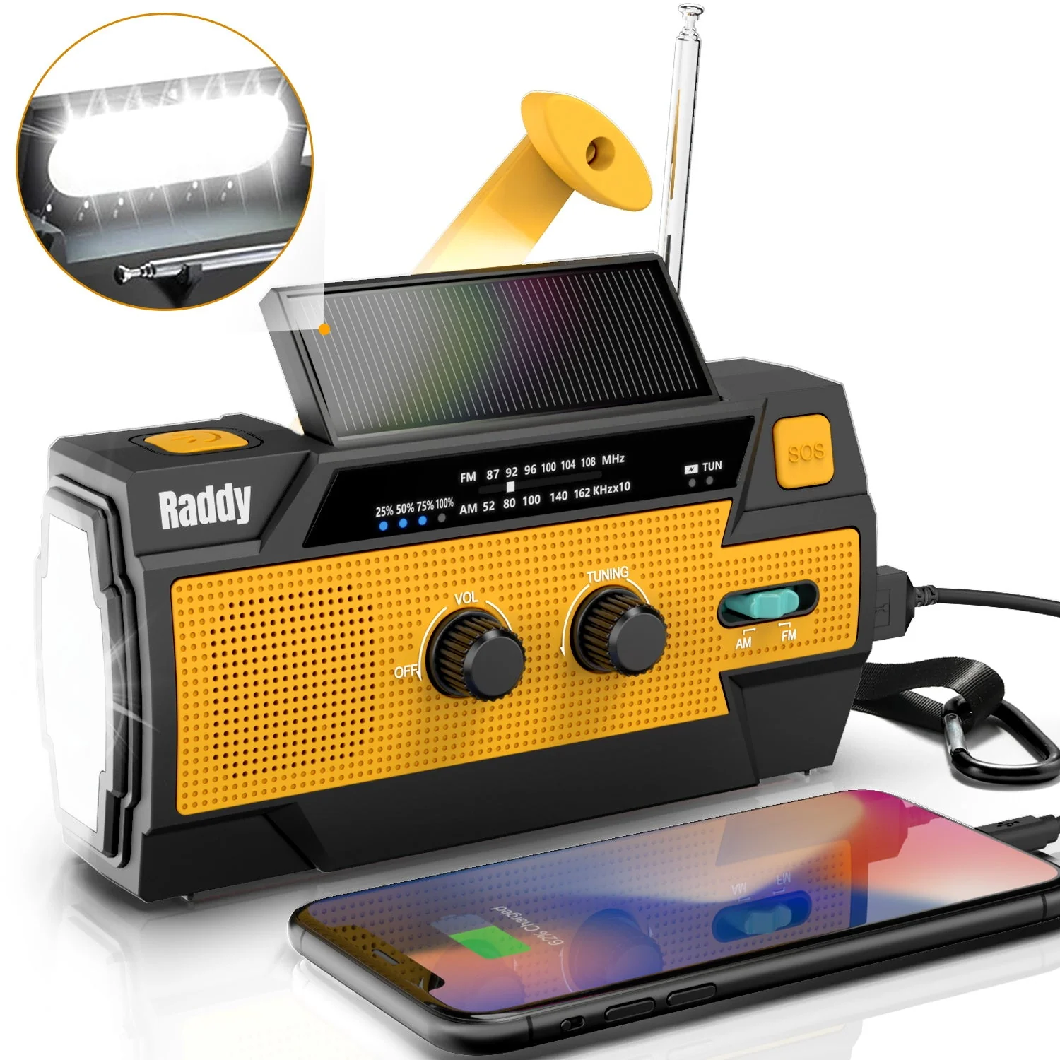 Raddy SW3 Emergency Radio | 5000mAh | Hand Crank | Solar-Powered | FM/AM [DISCONTINUED]