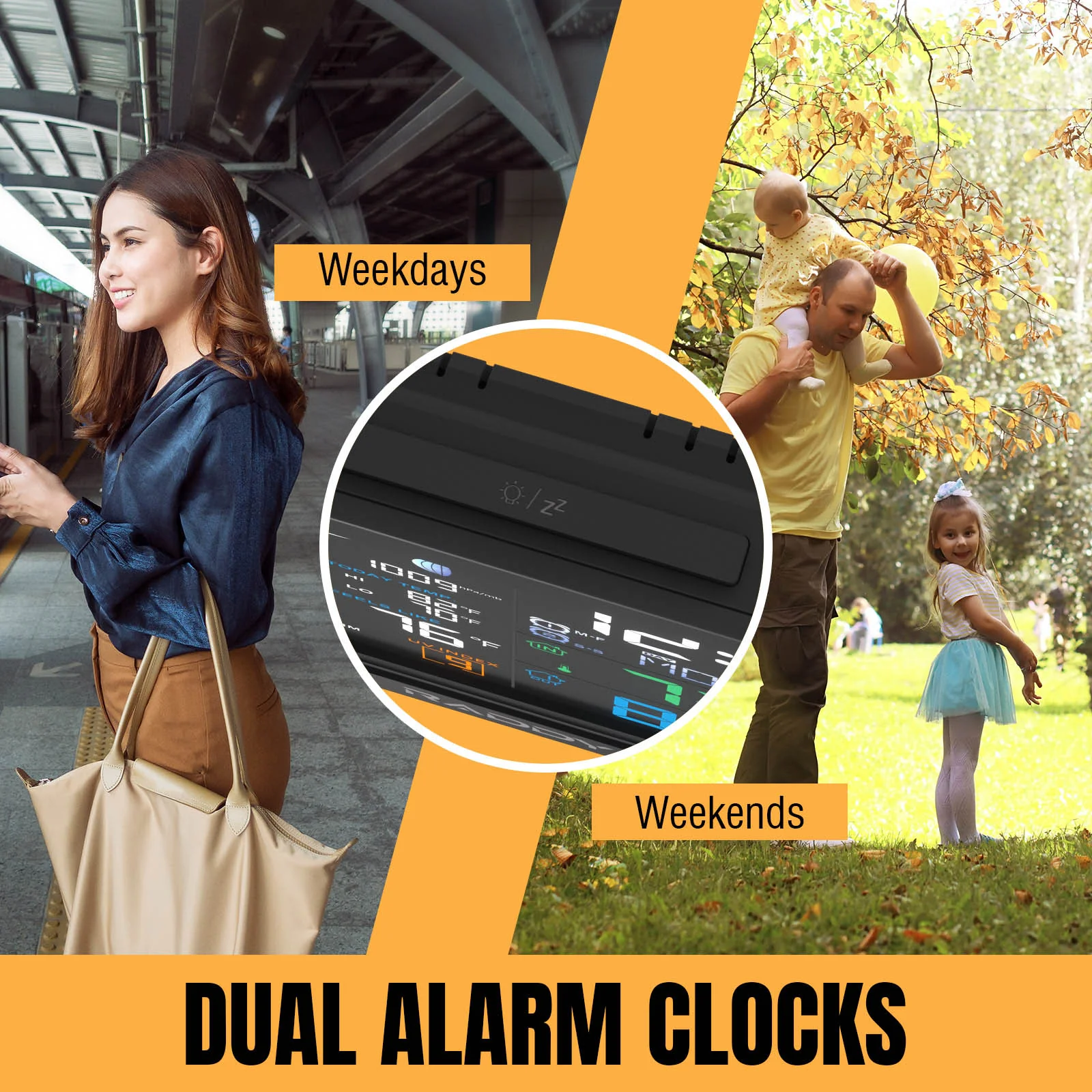 Raddy UV6 Professional Weather Station | 6" VA Display | Atomic Clock | UV & Light Index | 7-in-1 Outdoor Sensor | Up to 5 Areas Monitoring - Image 7