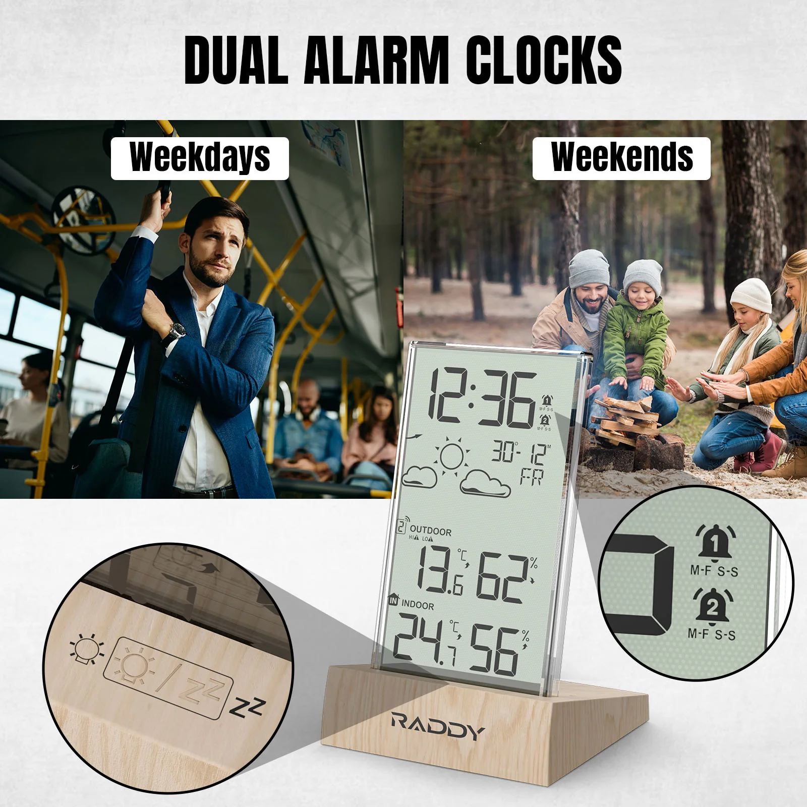 Raddy V5 Weather Station | 5.0’’ LCD Display | Weather Forecast | Battery Powered | Temperature & Humidity - Image 5