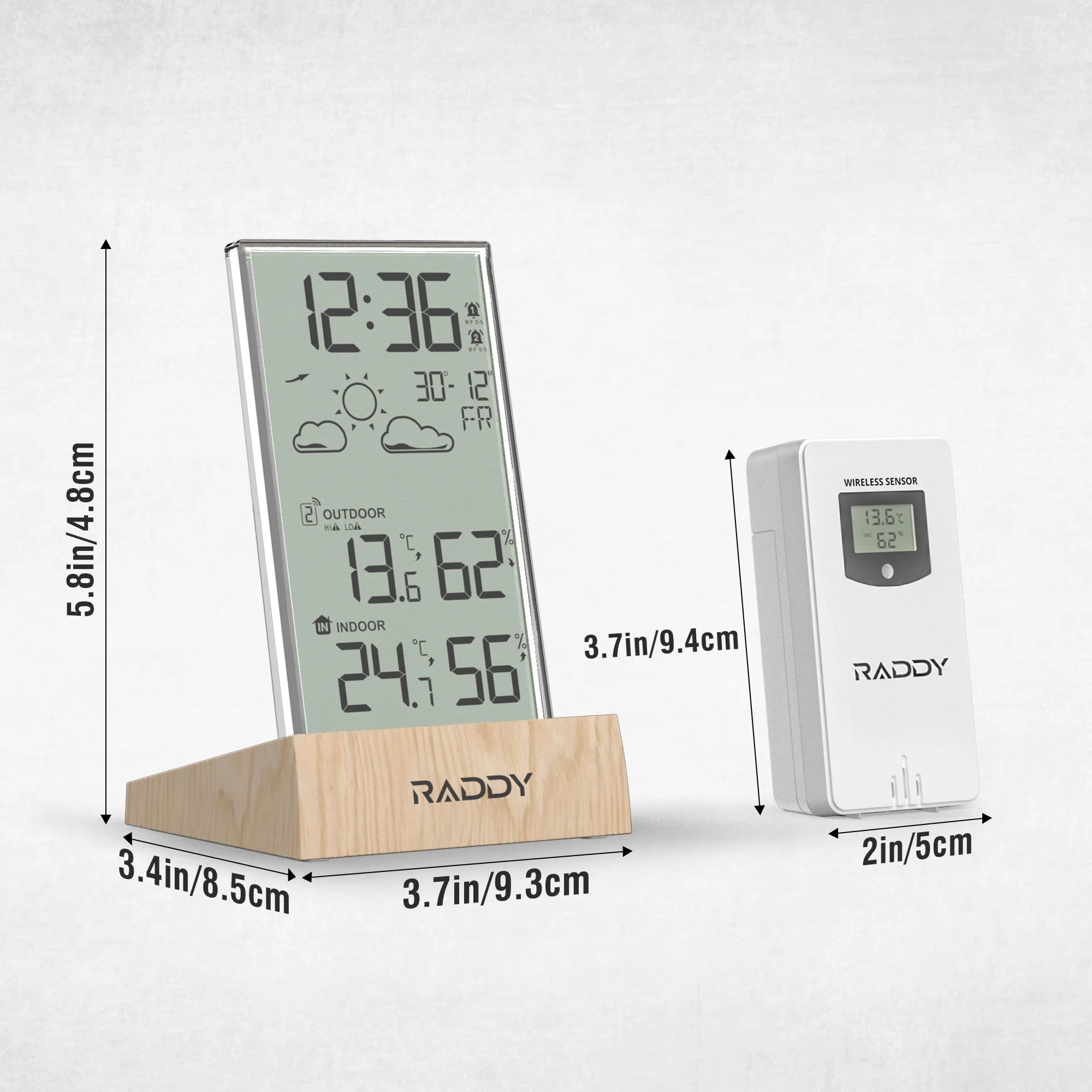 Raddy V5 Weather Station | 5.0’’ LCD Display | Weather Forecast | Battery Powered | Temperature & Humidity - Image 8