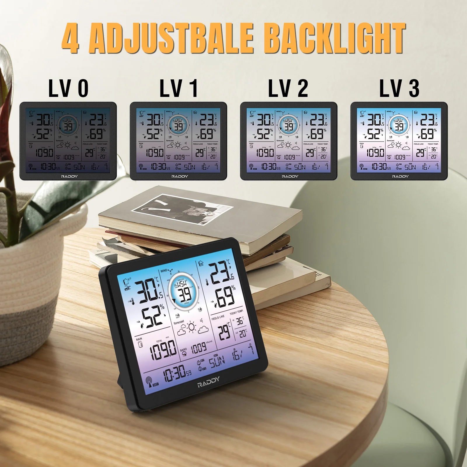 Raddy VP7/AG7 Weather Station | Wireless Thermometer | Color Screen | Atomic Weather Clock | Temperature Humidity Monitor - Image 3