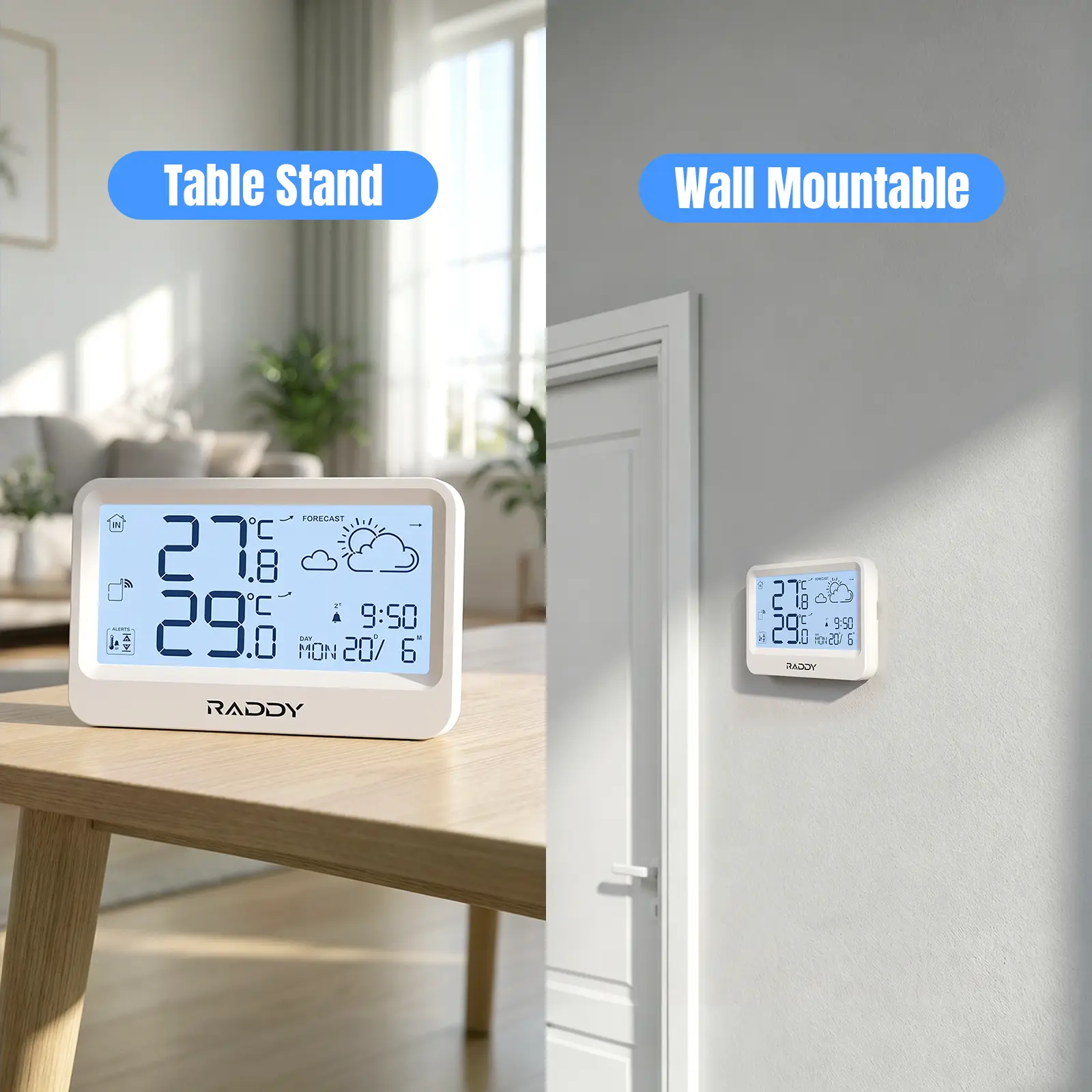 Raddy WF-60 Digital Home Weather Station |   Indoor Outdoor Thermometer | Weather Forecast | Professional Temp | Frost Alarm | Alarm Clock | Battery Operated - Image 7