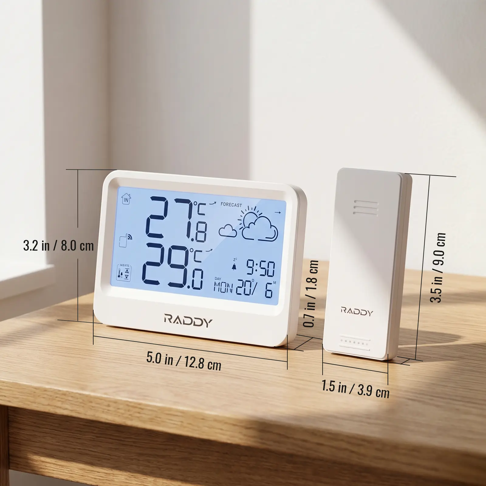 Raddy WF-60 Digital Home Weather Station |   Indoor Outdoor Thermometer | Weather Forecast | Professional Temp | Frost Alarm | Alarm Clock | Battery Operated - Image 9
