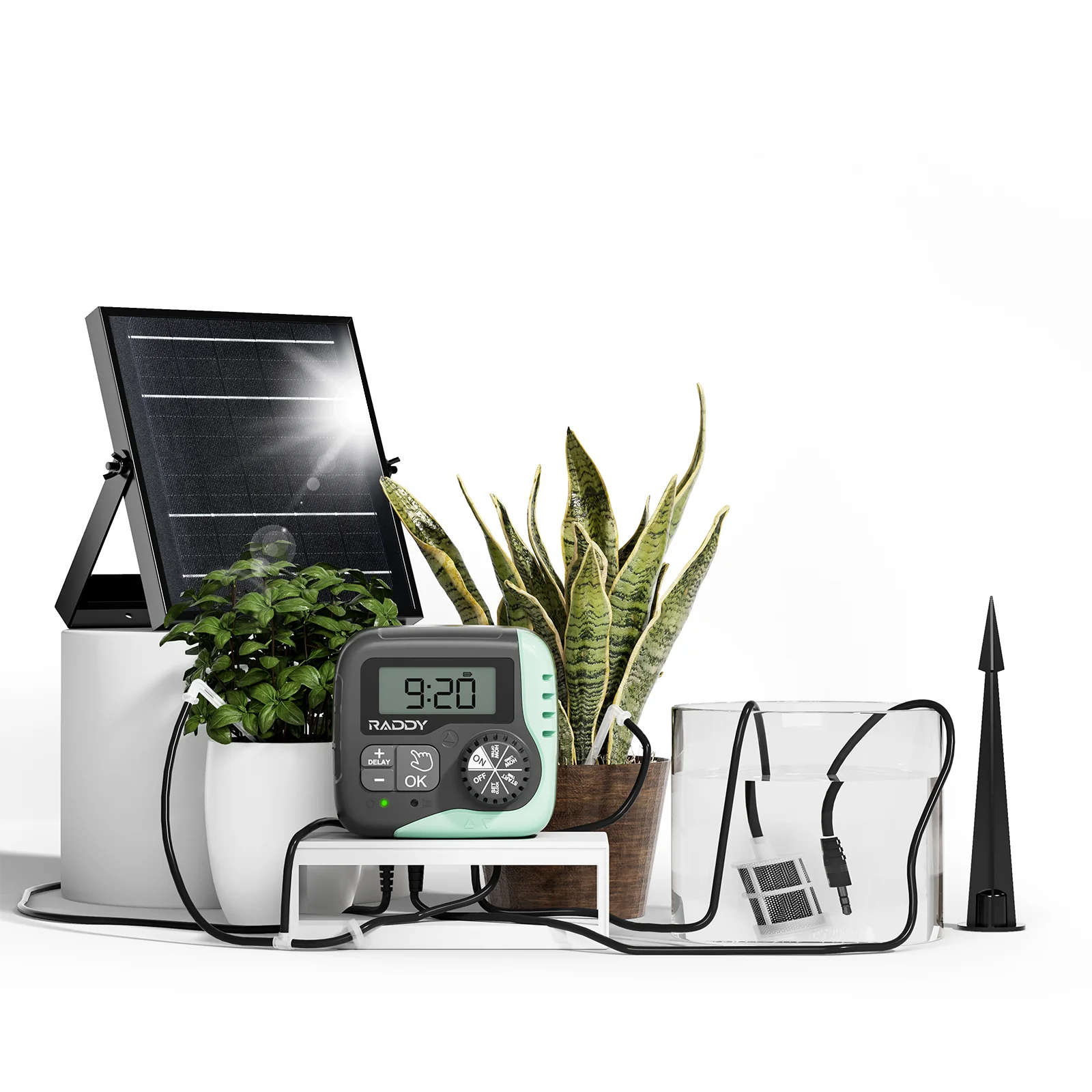 Raddy WS-1 Solar Drip Irrigation Kit | Automatic Plant Watering | Dual Power Supply | Programmable Timer